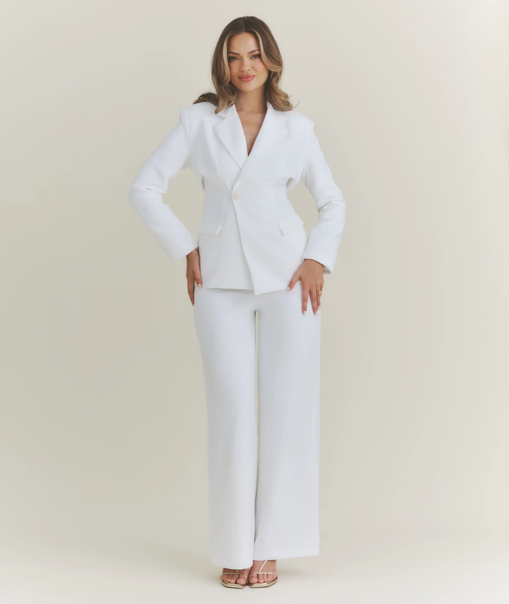 Asymmetrical Tailored Jacket - White - Image 3