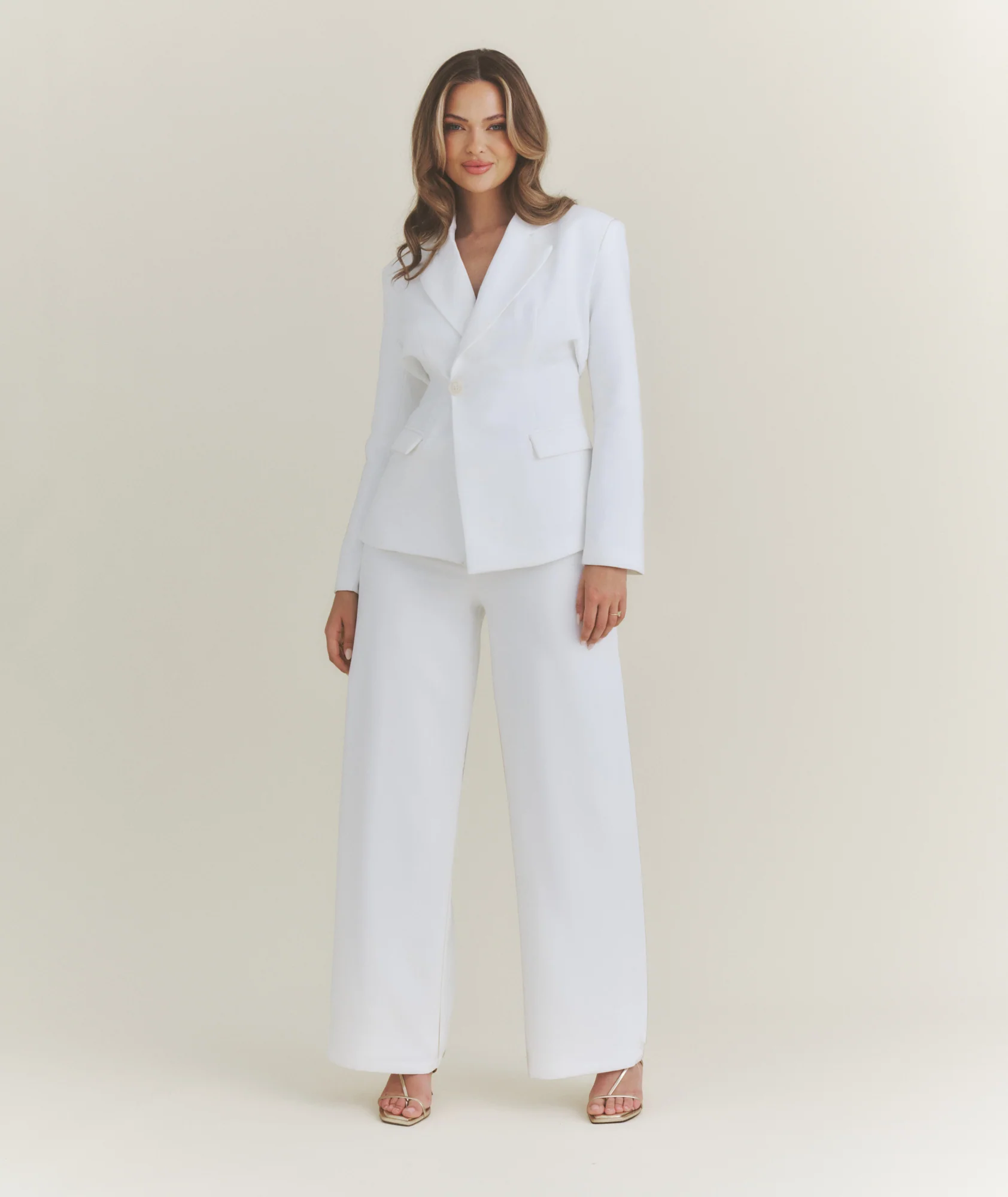 Asymmetrical Tailored Jacket - White - Image 7
