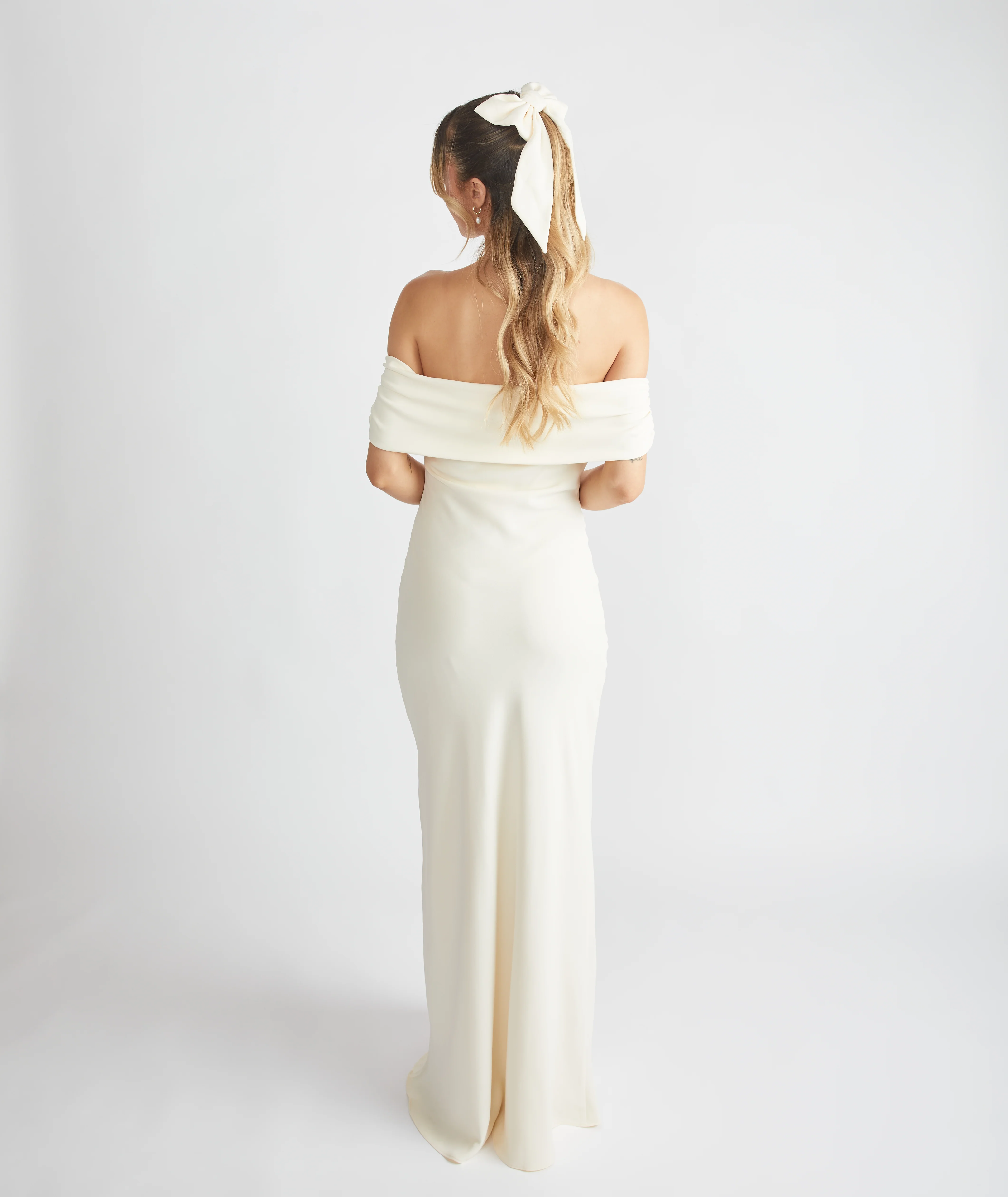 Bardot Crepe Bridesmaid Dress - Almond - Image 3