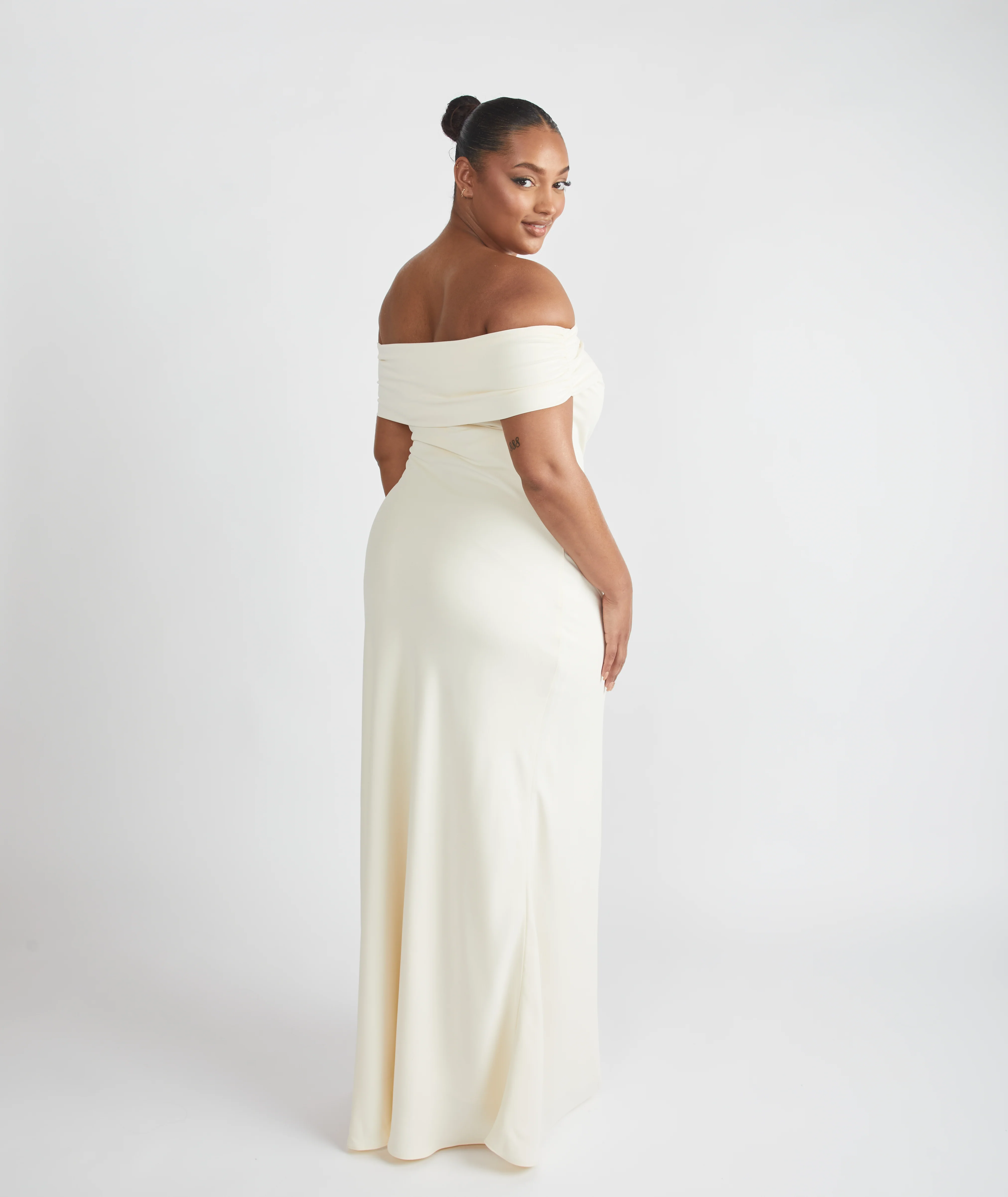 Bardot Crepe Bridesmaid Dress - Almond - Image 6