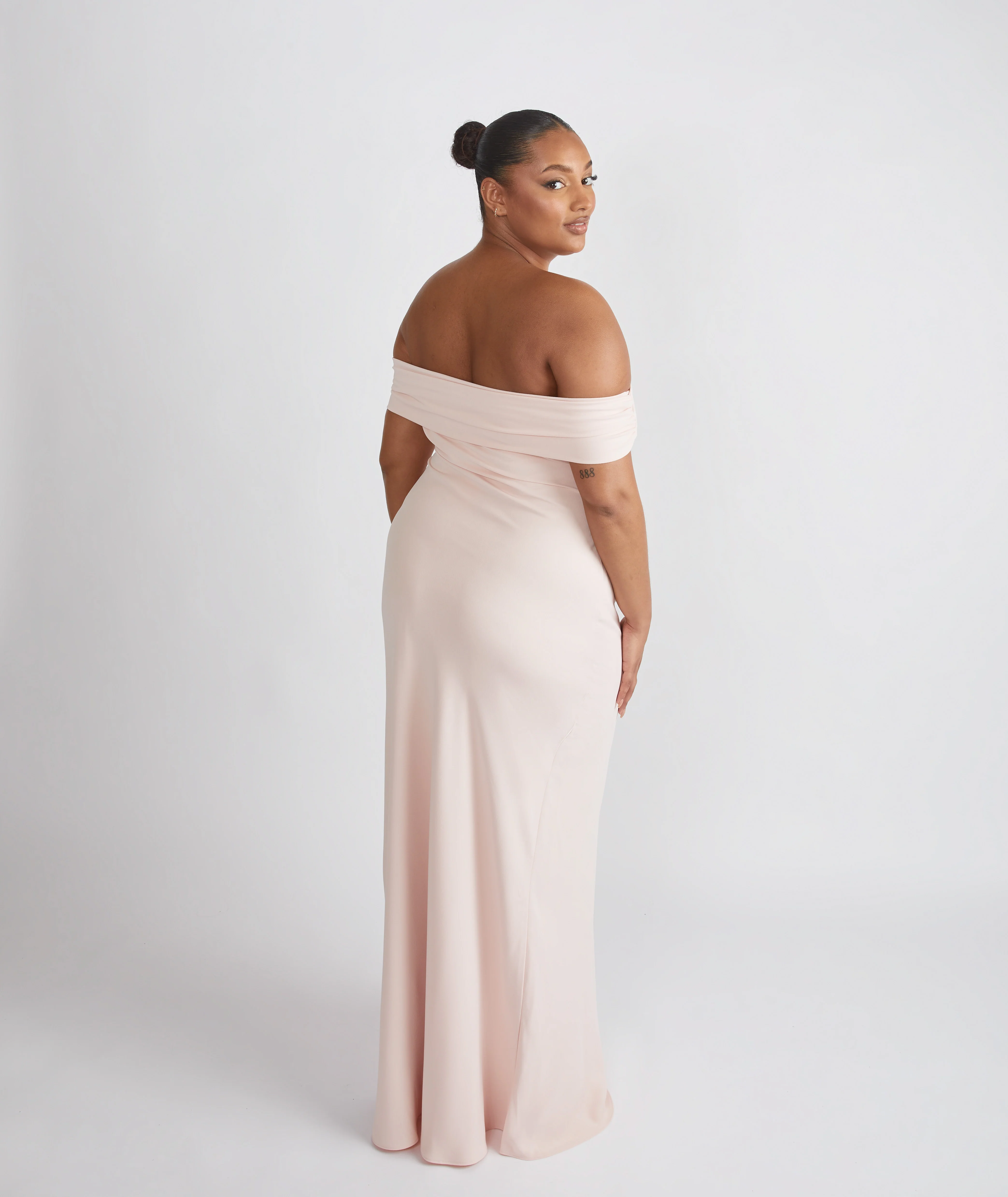 Bardot Crepe Bridesmaid Dress - Blush - Image 3
