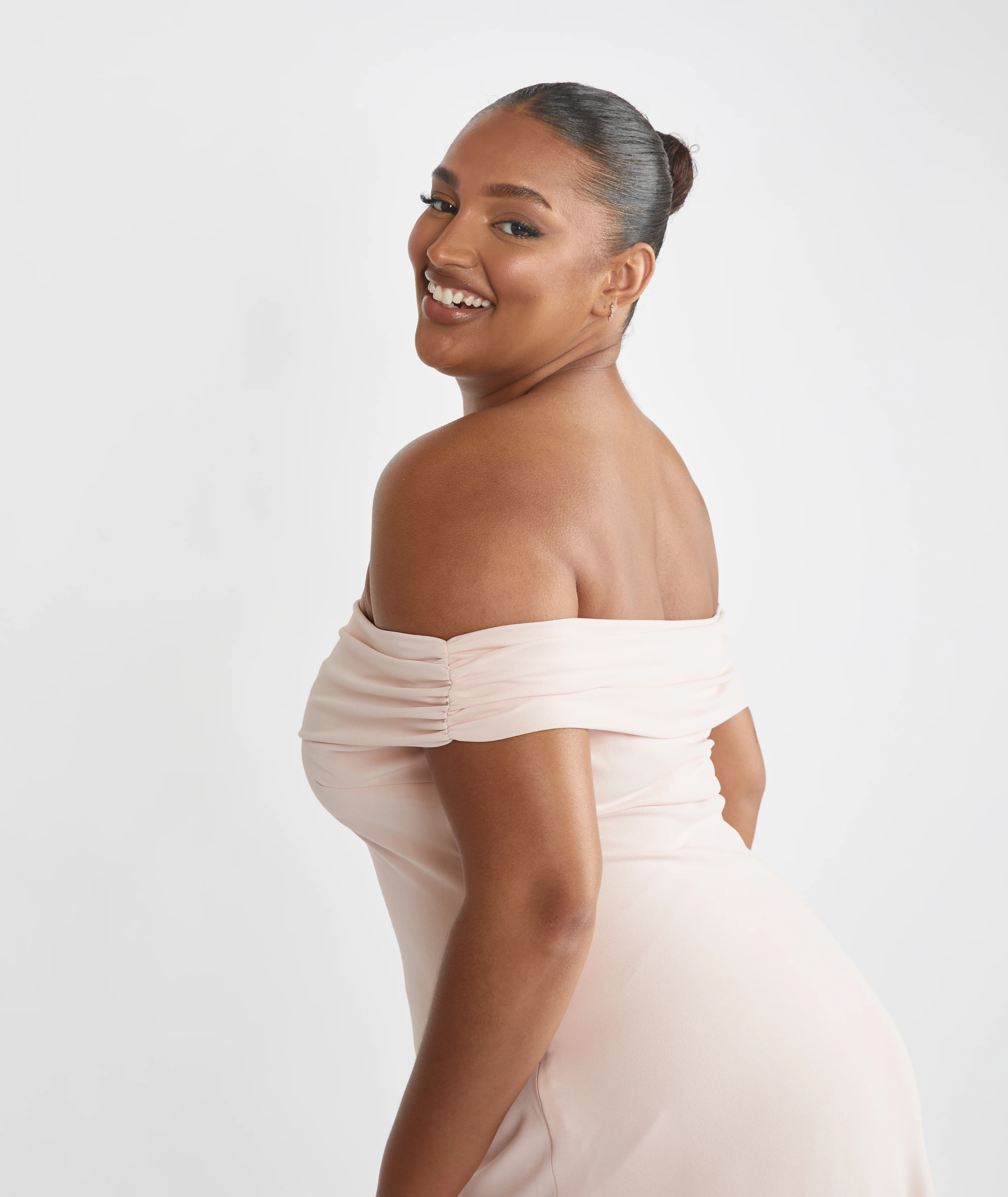 Bardot Crepe Bridesmaid Dress - Blush - Image 4