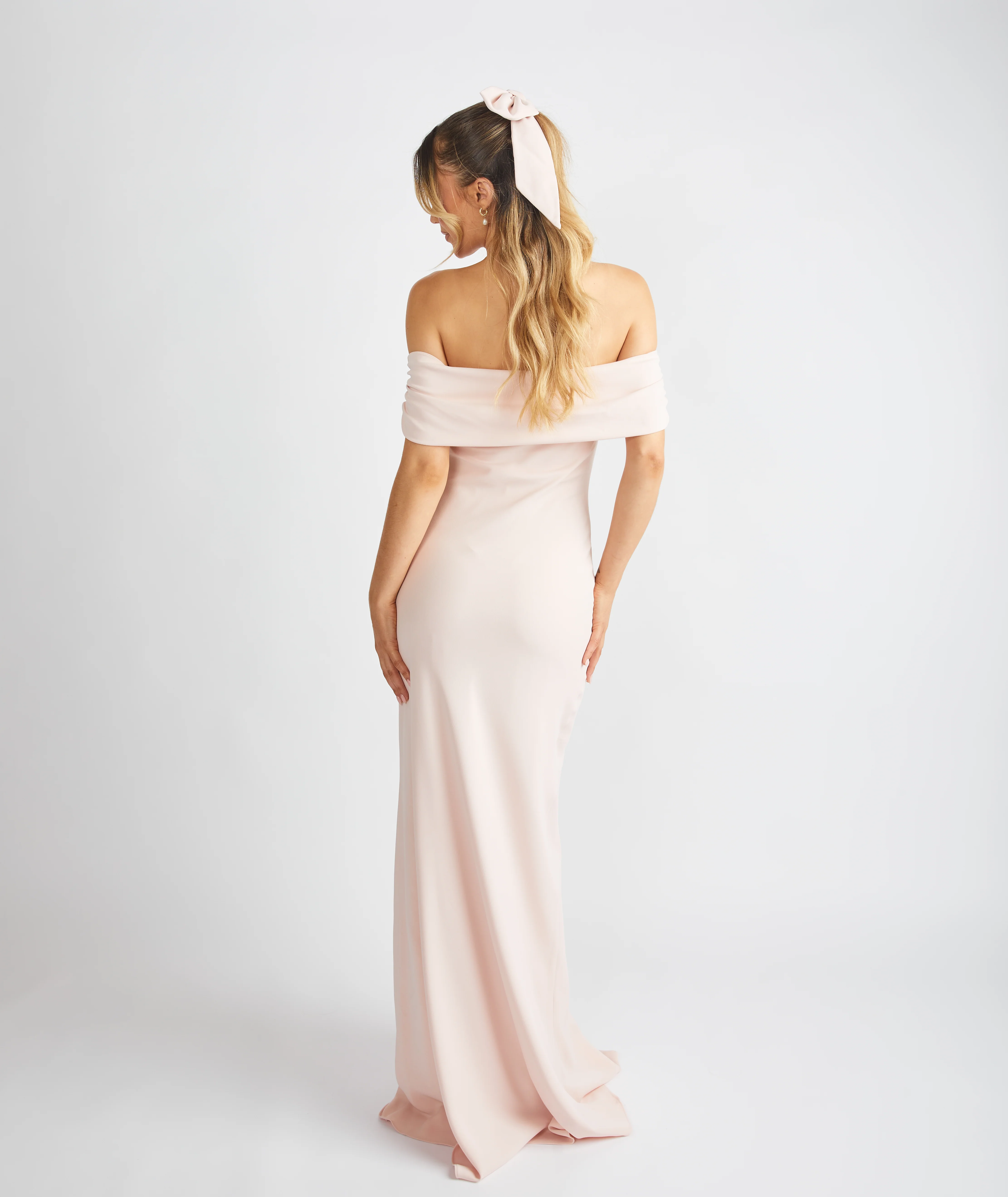 Bardot Crepe Bridesmaid Dress - Blush - Image 7