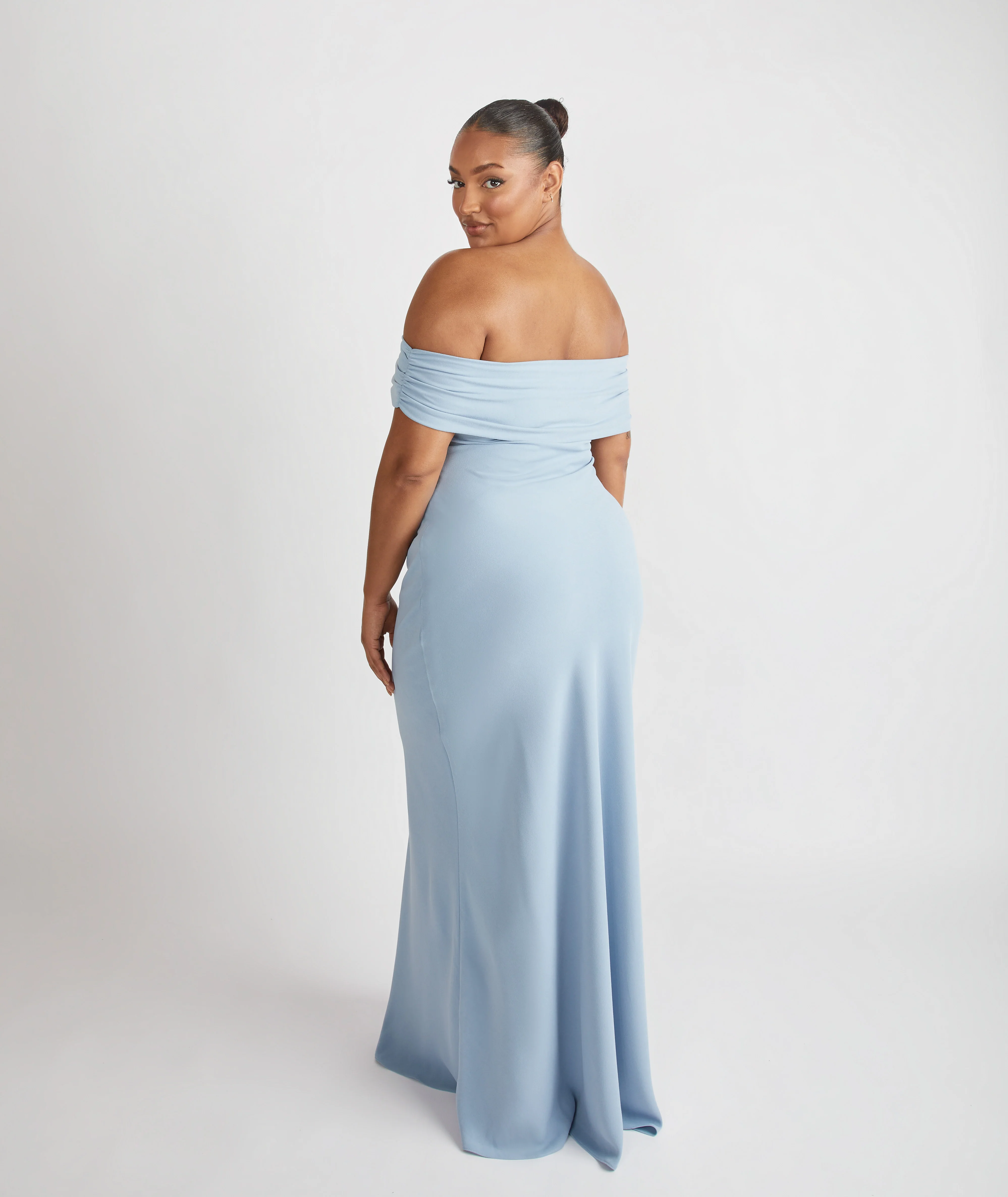 Bardot Crepe Bridesmaid Dress - Pale Blue - Image 5