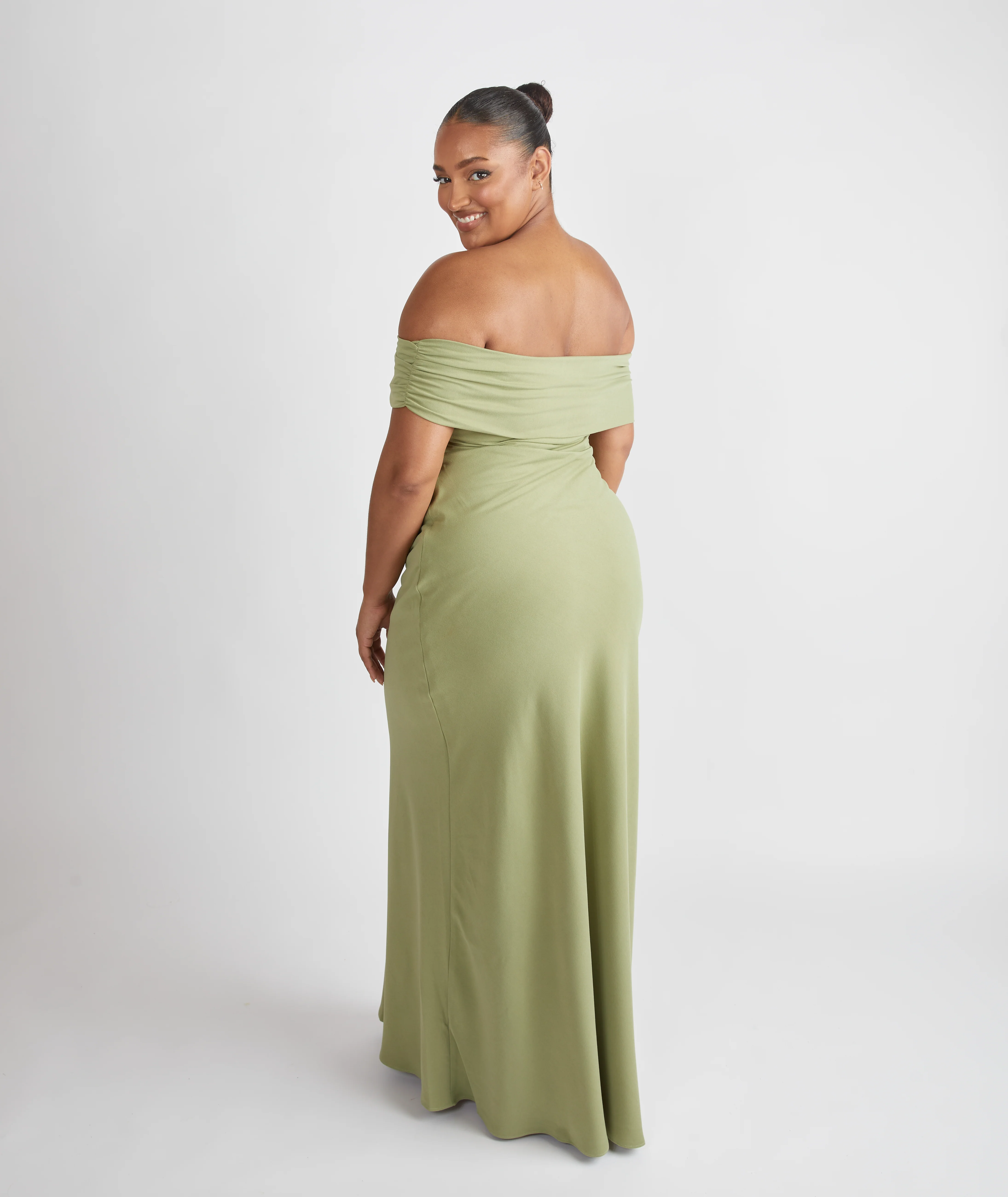 Bardot Crepe Bridesmaid Dress - Sage - Image 6