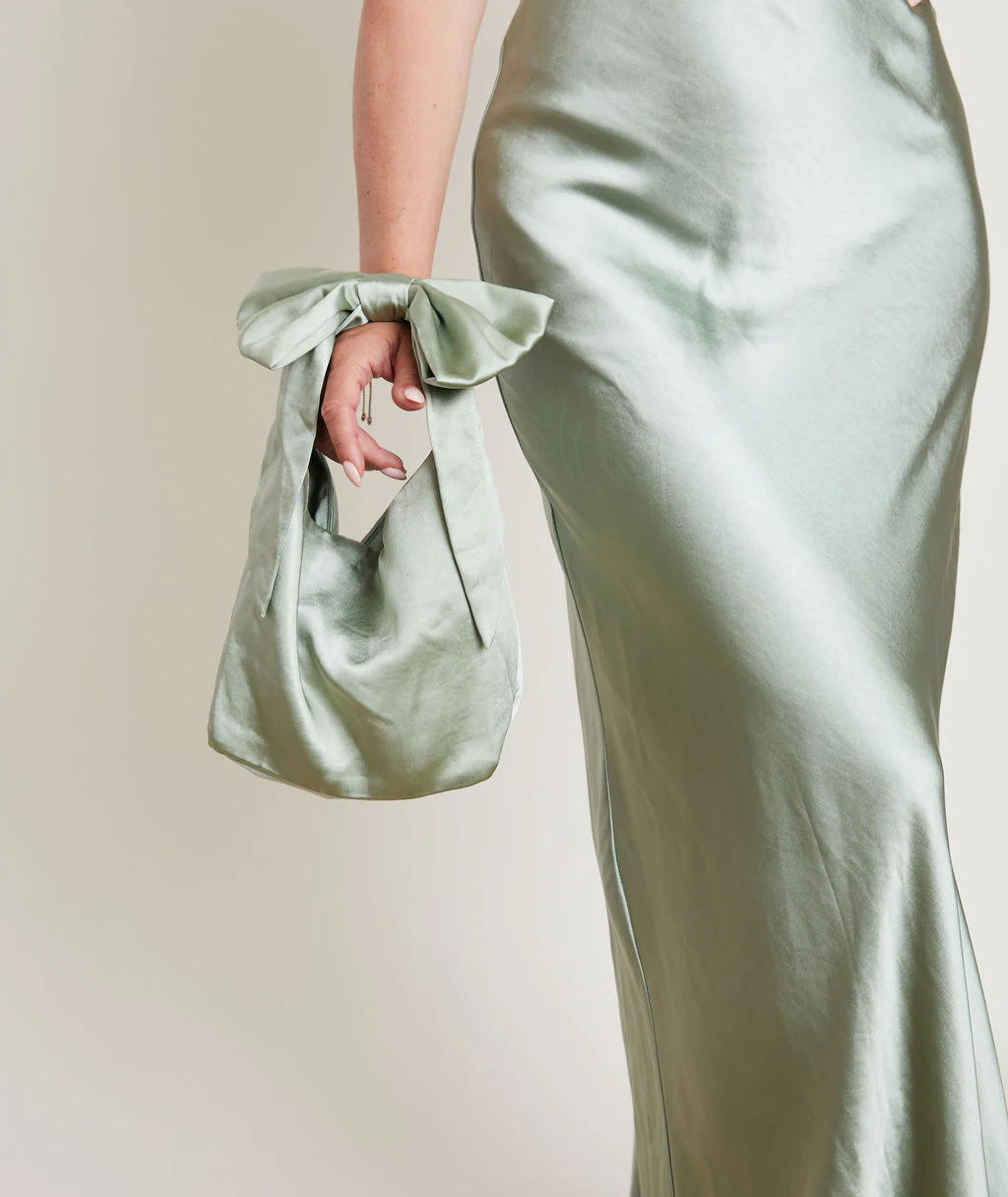 Bow Detail Satin Pouch Bag - Image 17