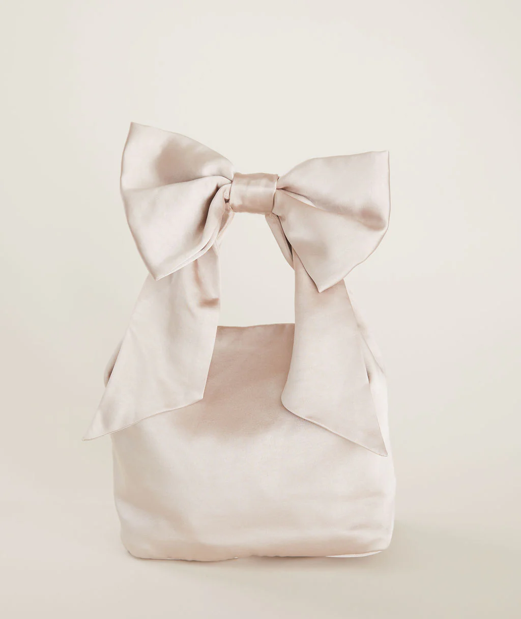 Bow Detail Satin Pouch Bag - Image 4