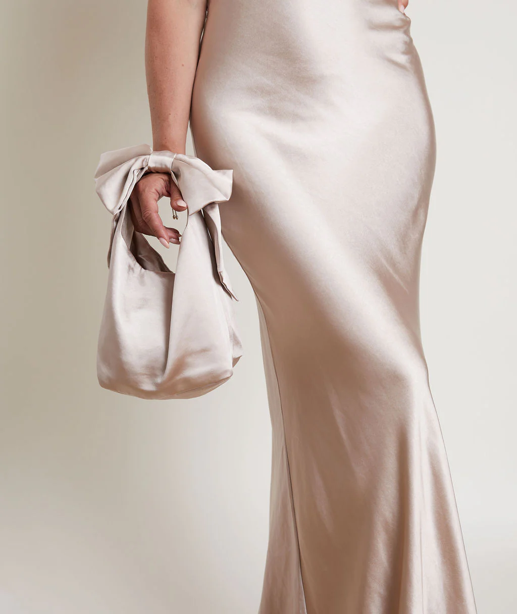 Bow Detail Satin Pouch Bag - Image 5