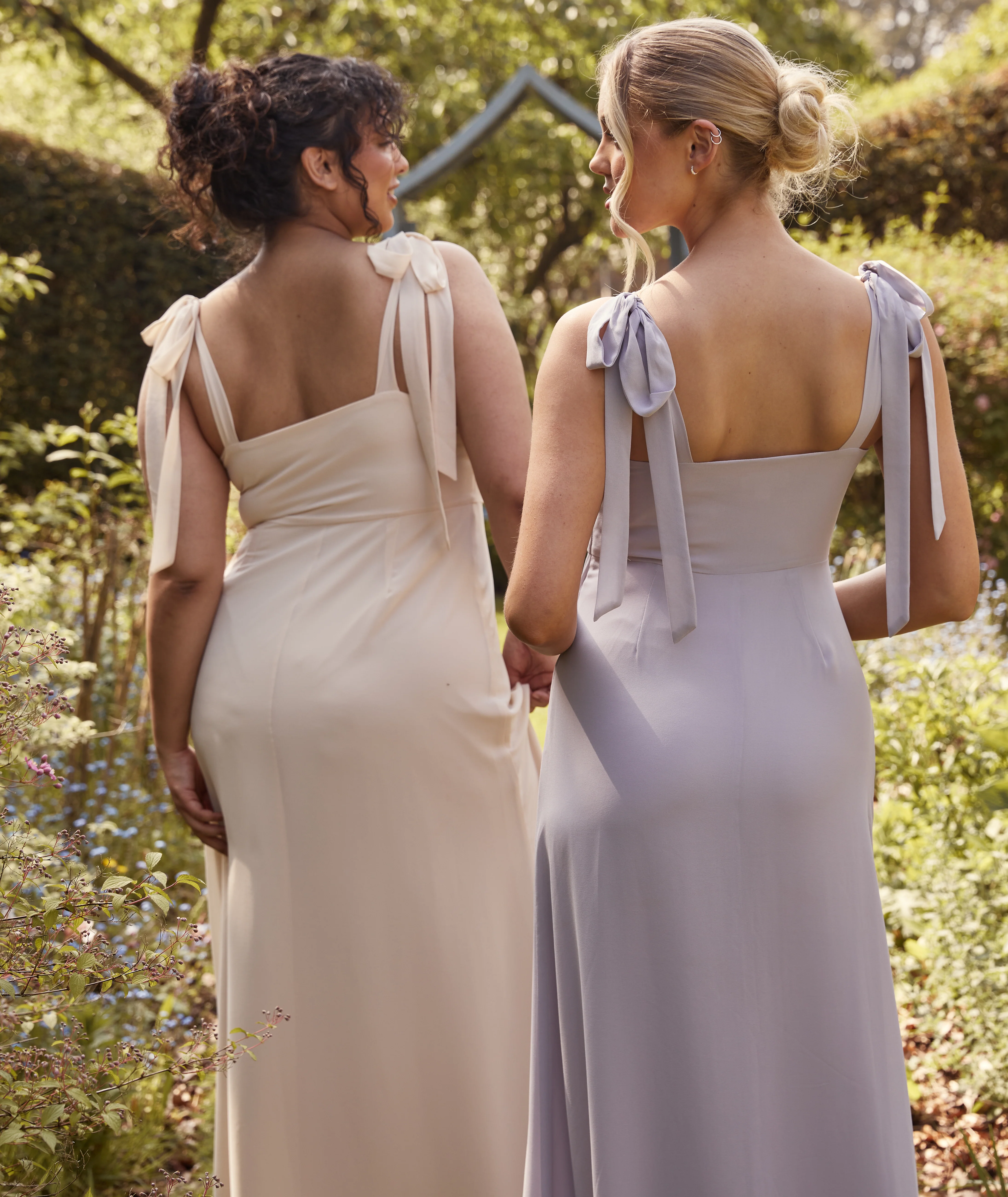 Bow Tie Chiffon Bridesmaid Dress - Butter Cream - Image 3