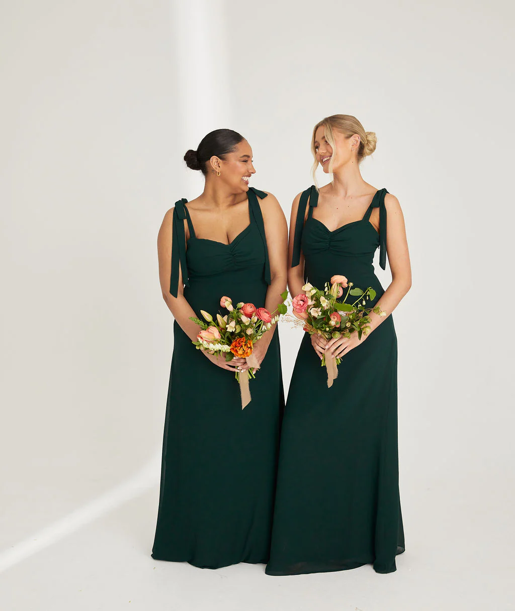 Bow Tie Chiffon Bridesmaid Dress - Emerald - Image 5
