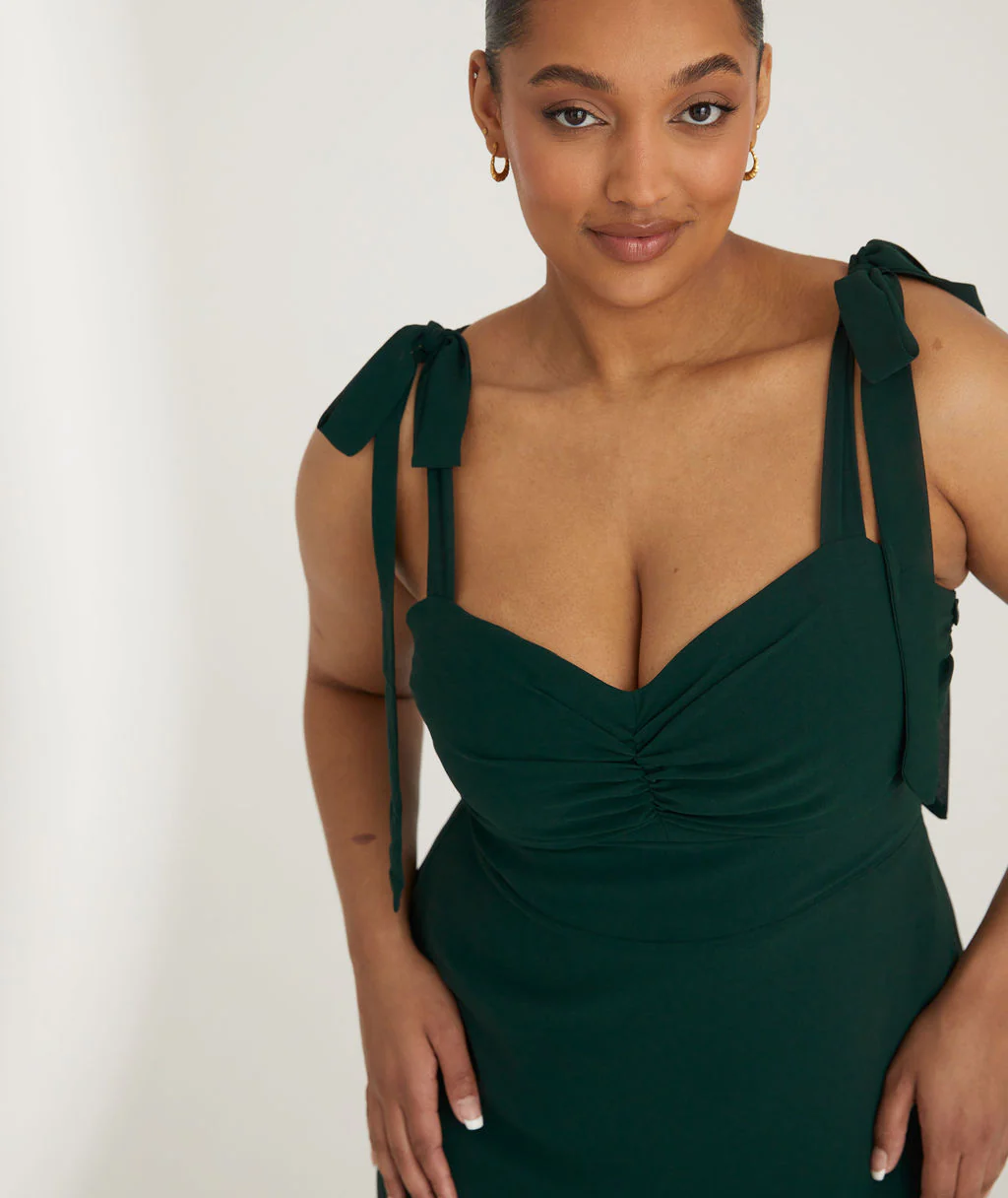 Bow Tie Chiffon Bridesmaid Dress - Emerald - Image 7