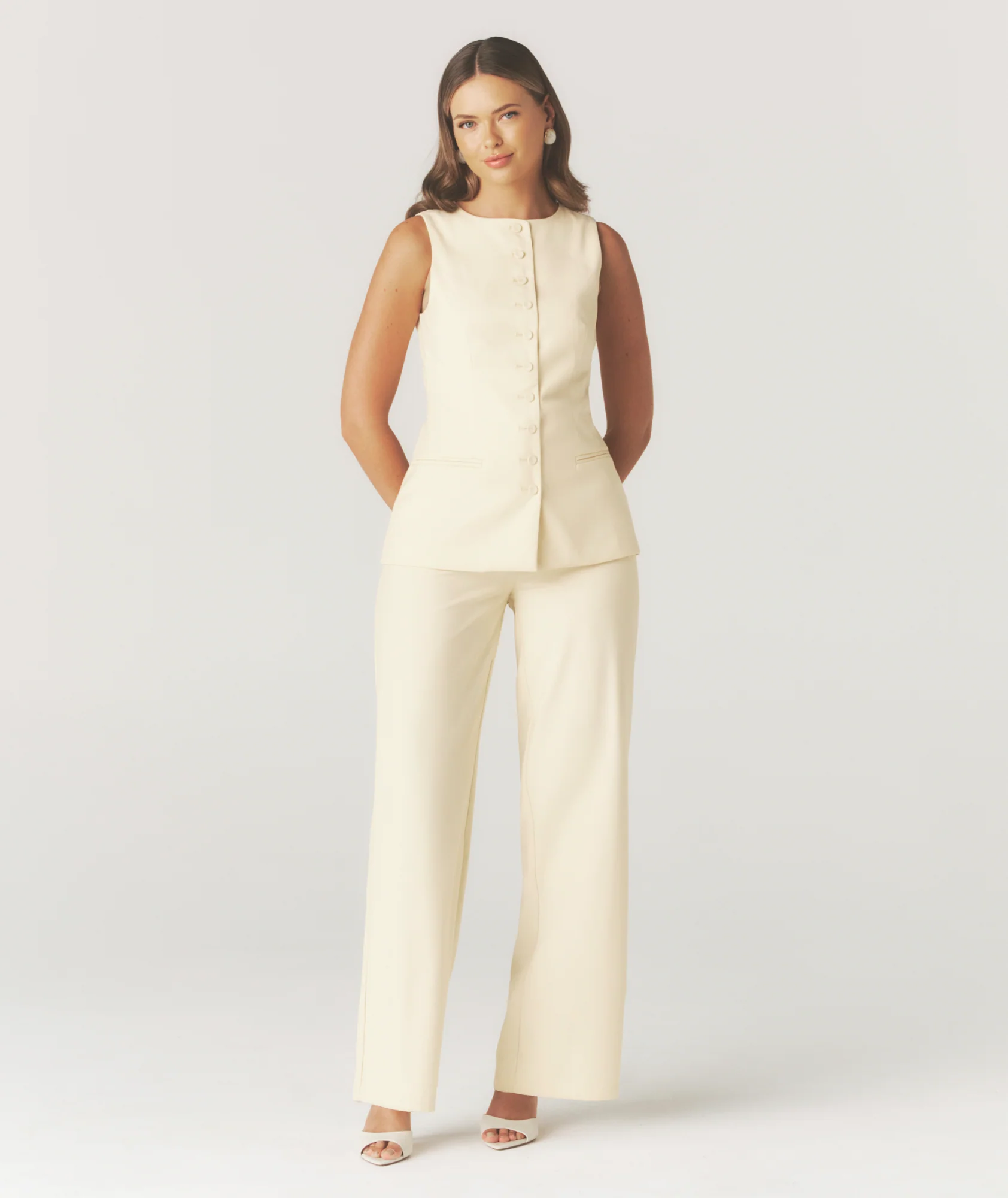 Button Through Tailored Waistcoat - Lemon - Image 3