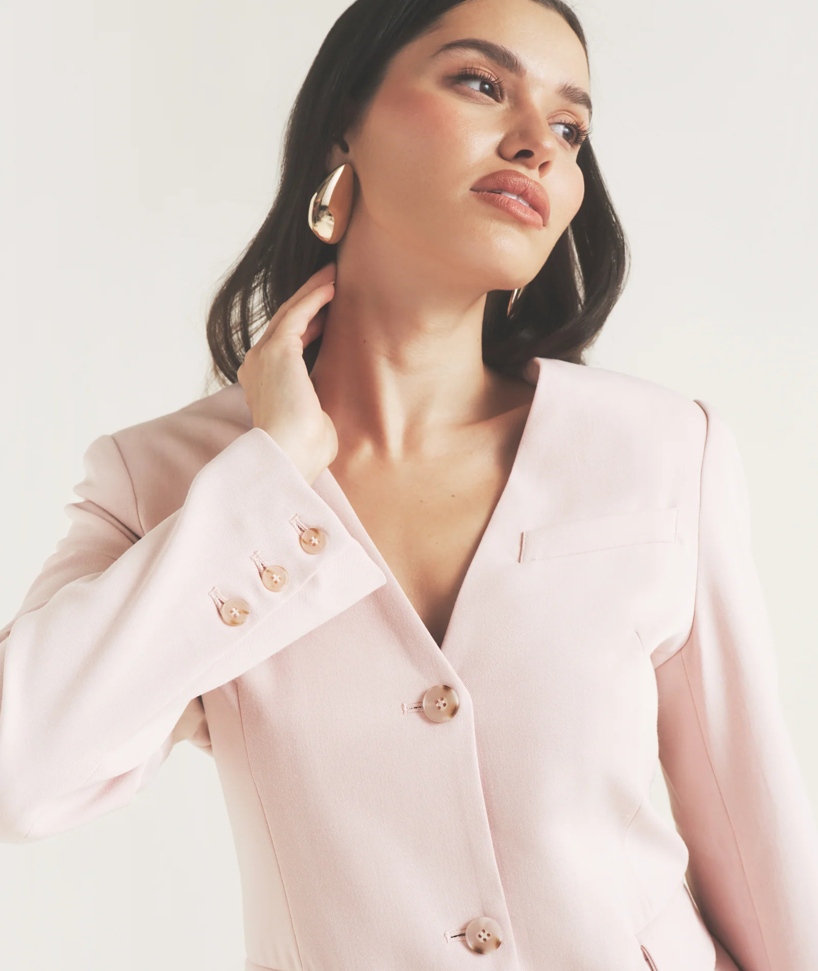 Collarless Tailored Jacket - Pink - Image 5