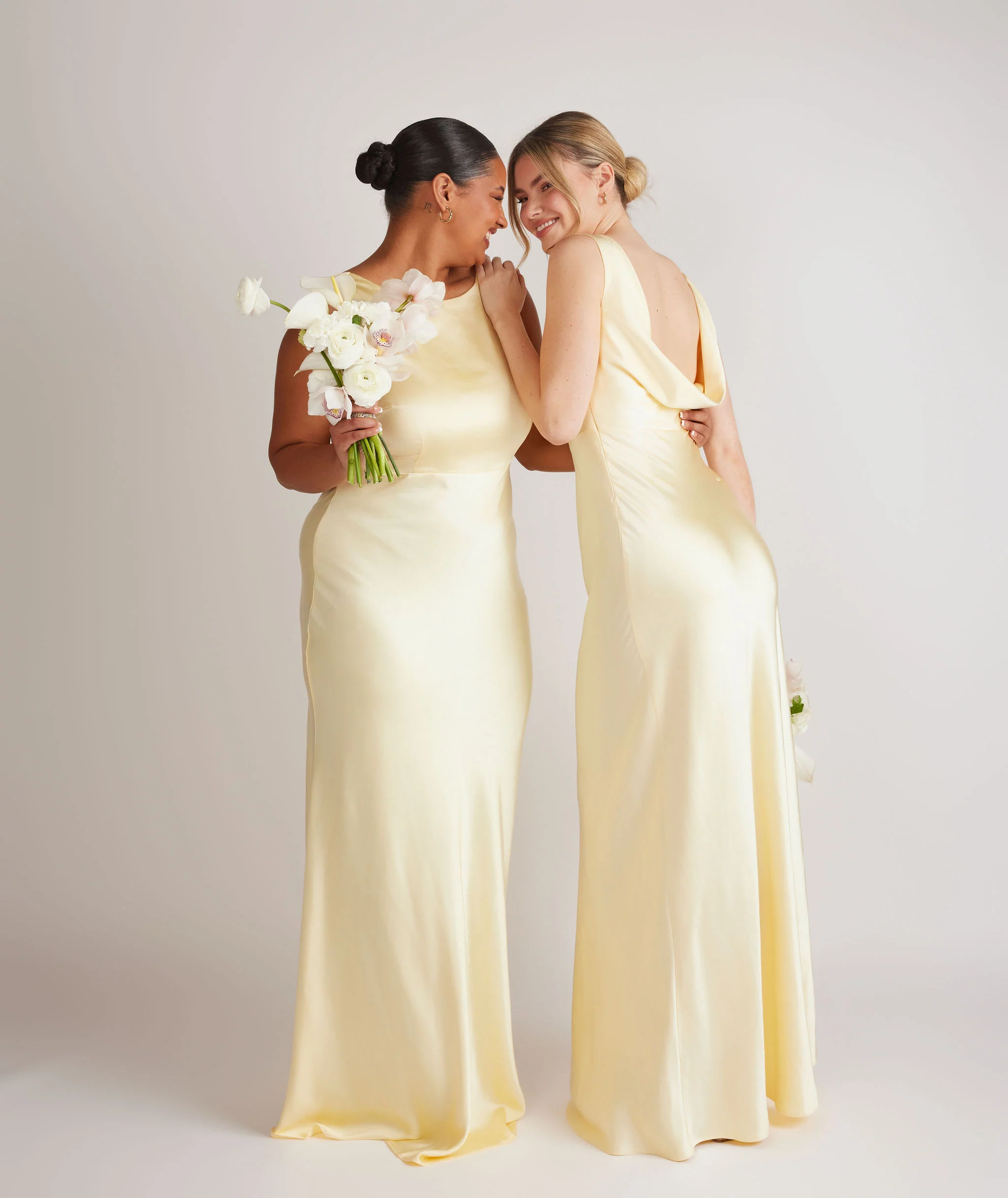 Cowl Back Satin Bridesmaid Dress - Butter Lemon - Image 7