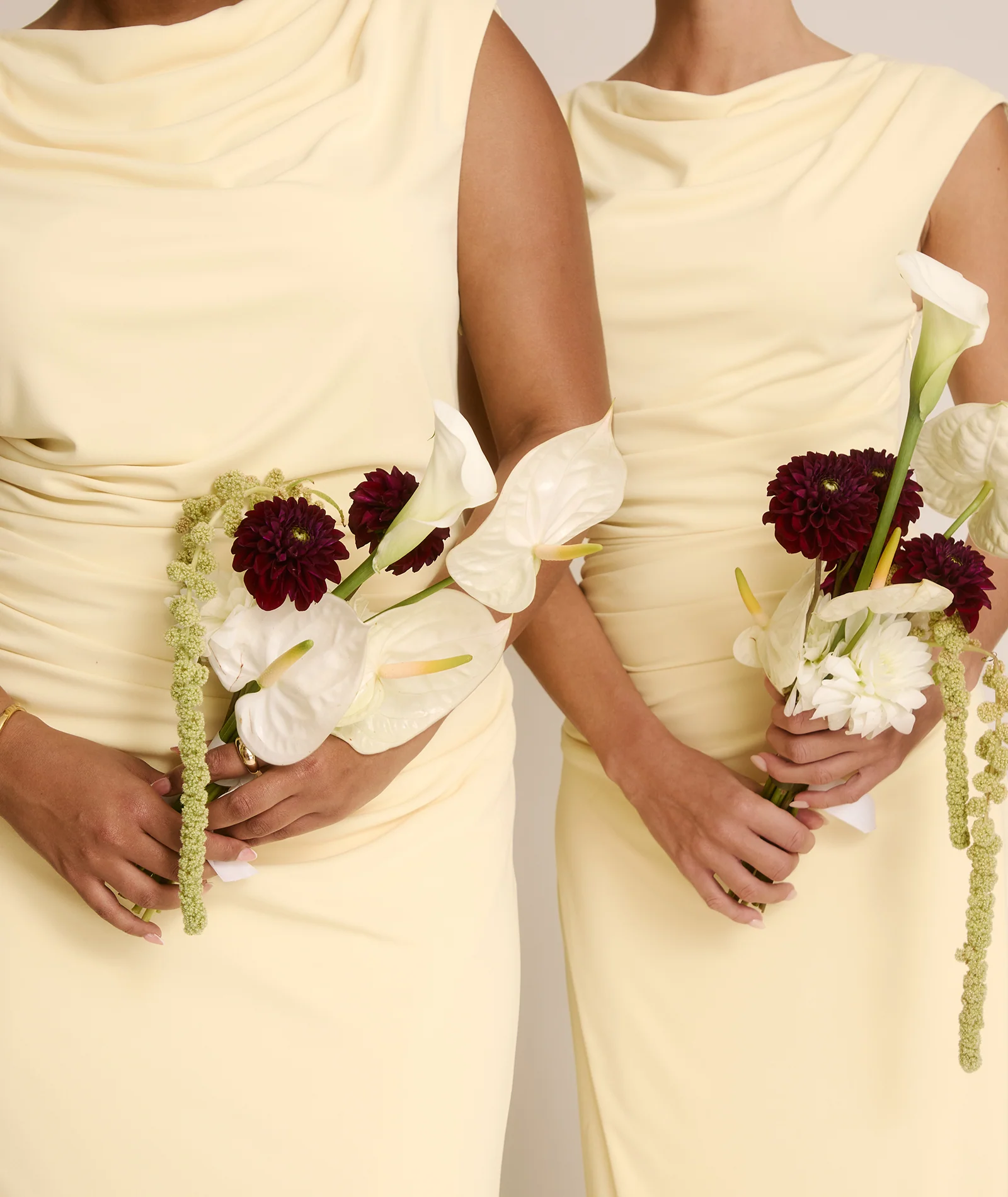 Cowl Wrap Neck Stretch Sculpt Bridesmaid Dress - Lemon - Image 7