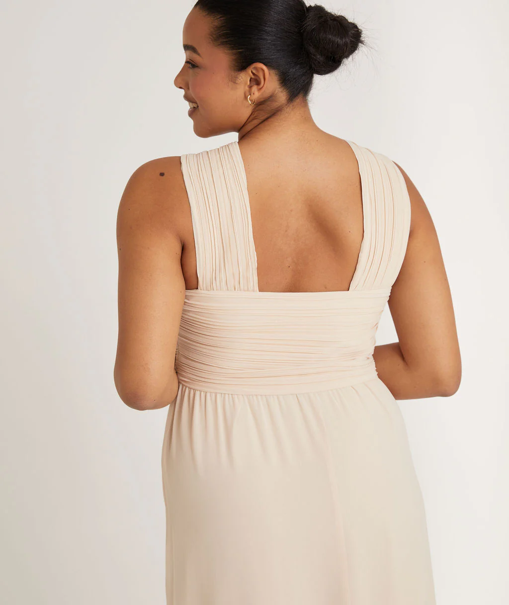 Cross Neck Chiffon Bridesmaid Dress - Butter Cream - Image 3