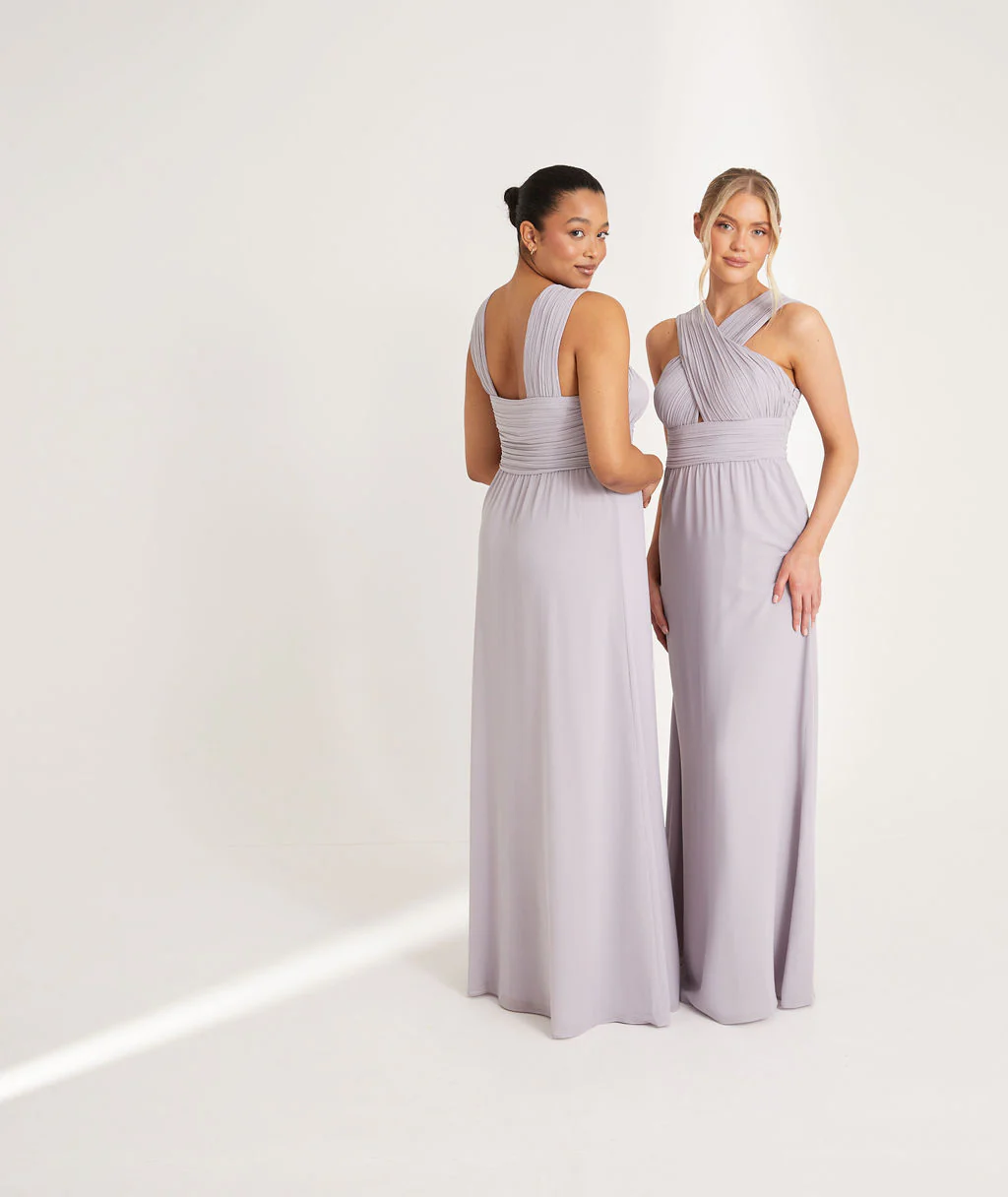 Cross Neck Chiffon Bridesmaid Dress - Dusty Lilac - Image 3