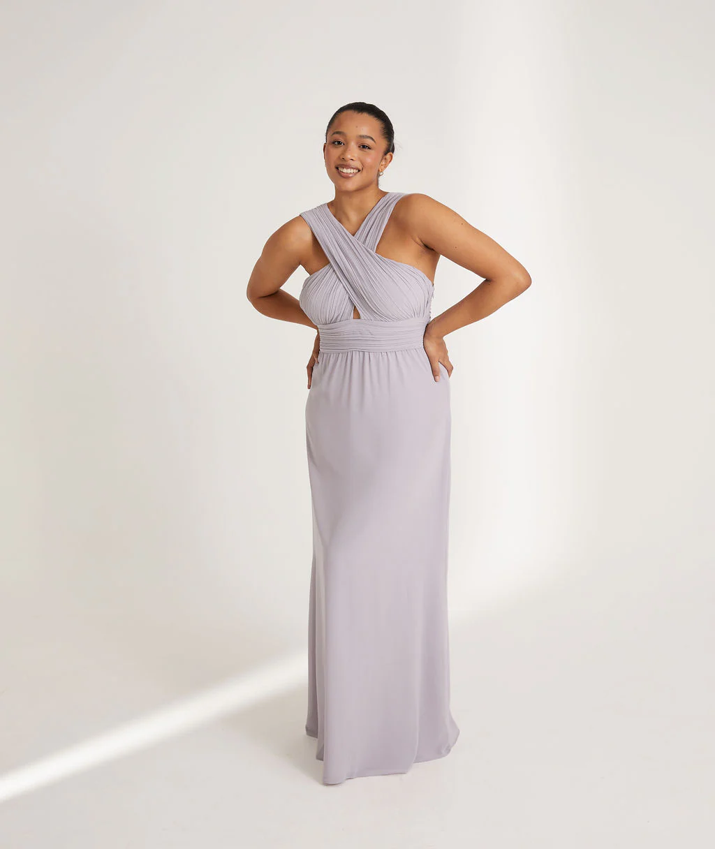 Cross Neck Chiffon Bridesmaid Dress - Dusty Lilac - Image 5