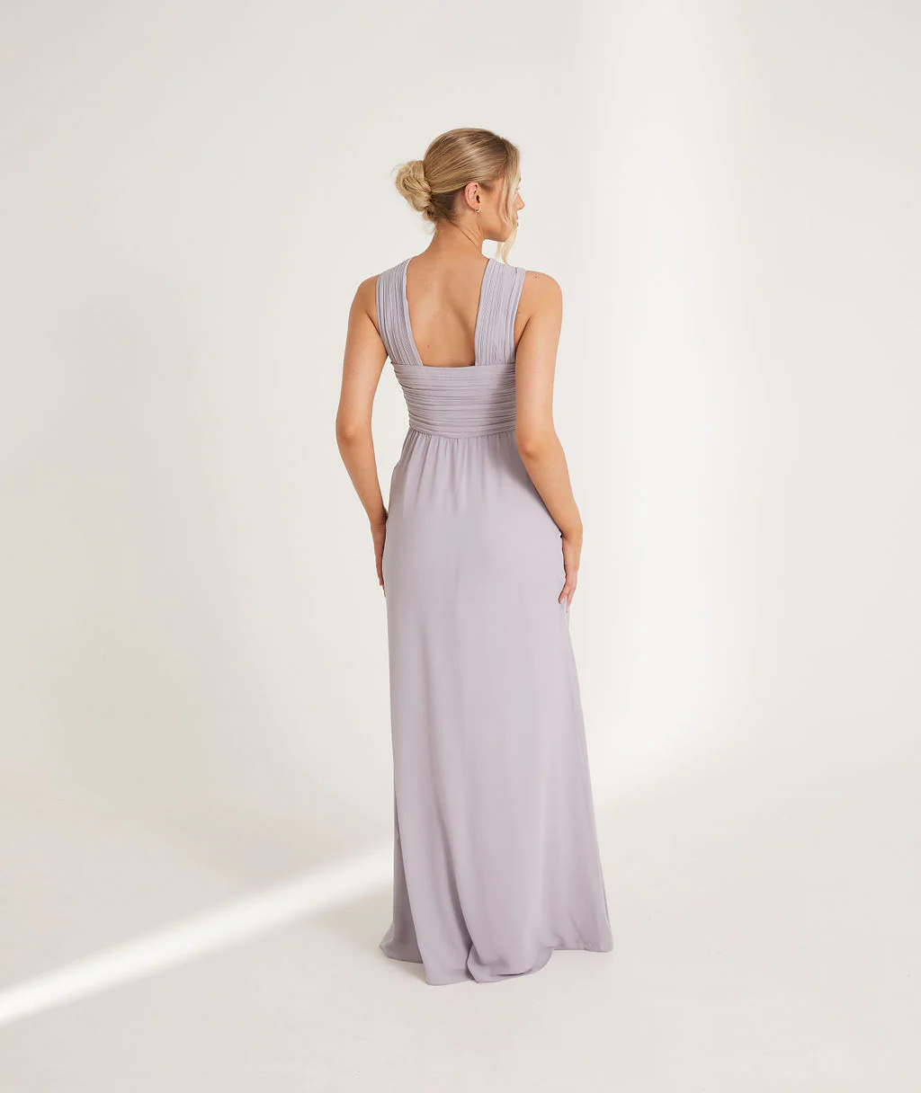 Cross Neck Chiffon Bridesmaid Dress - Dusty Lilac - Image 7