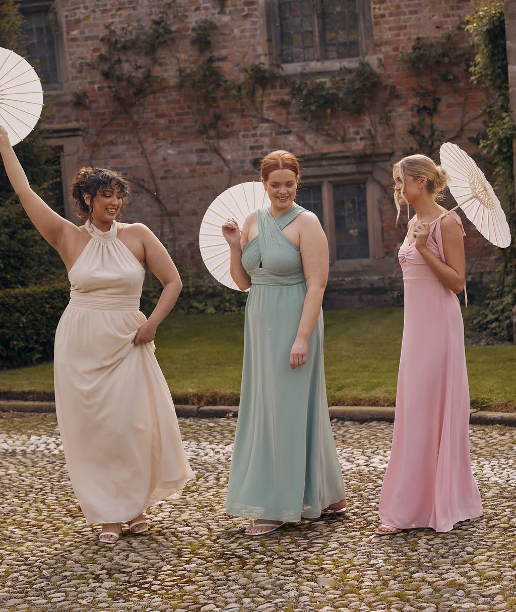 Cross Neck Chiffon Bridesmaid Dress - Sage - Image 7
