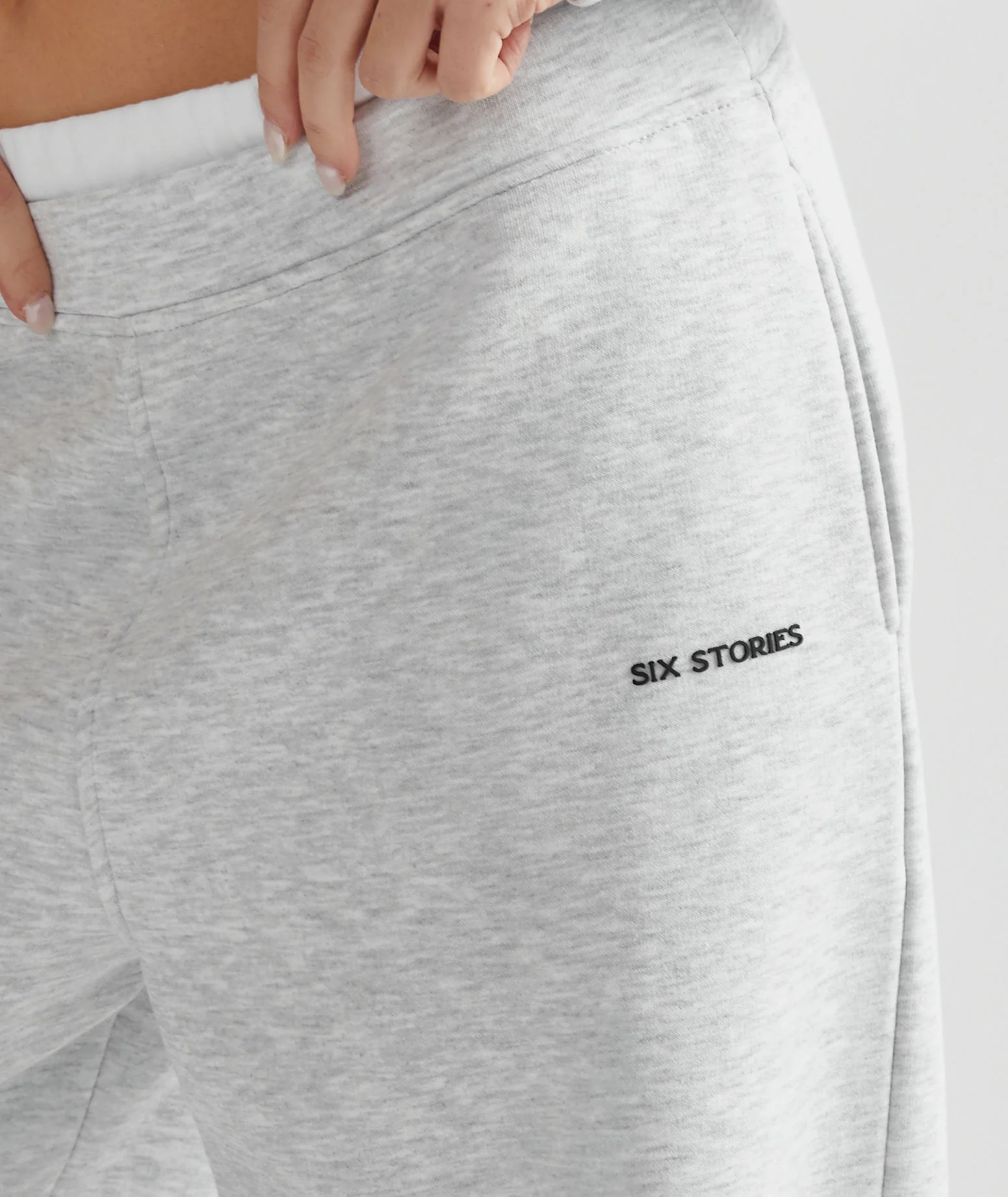Double Waistband Joggers - Grey Marl - Image 3
