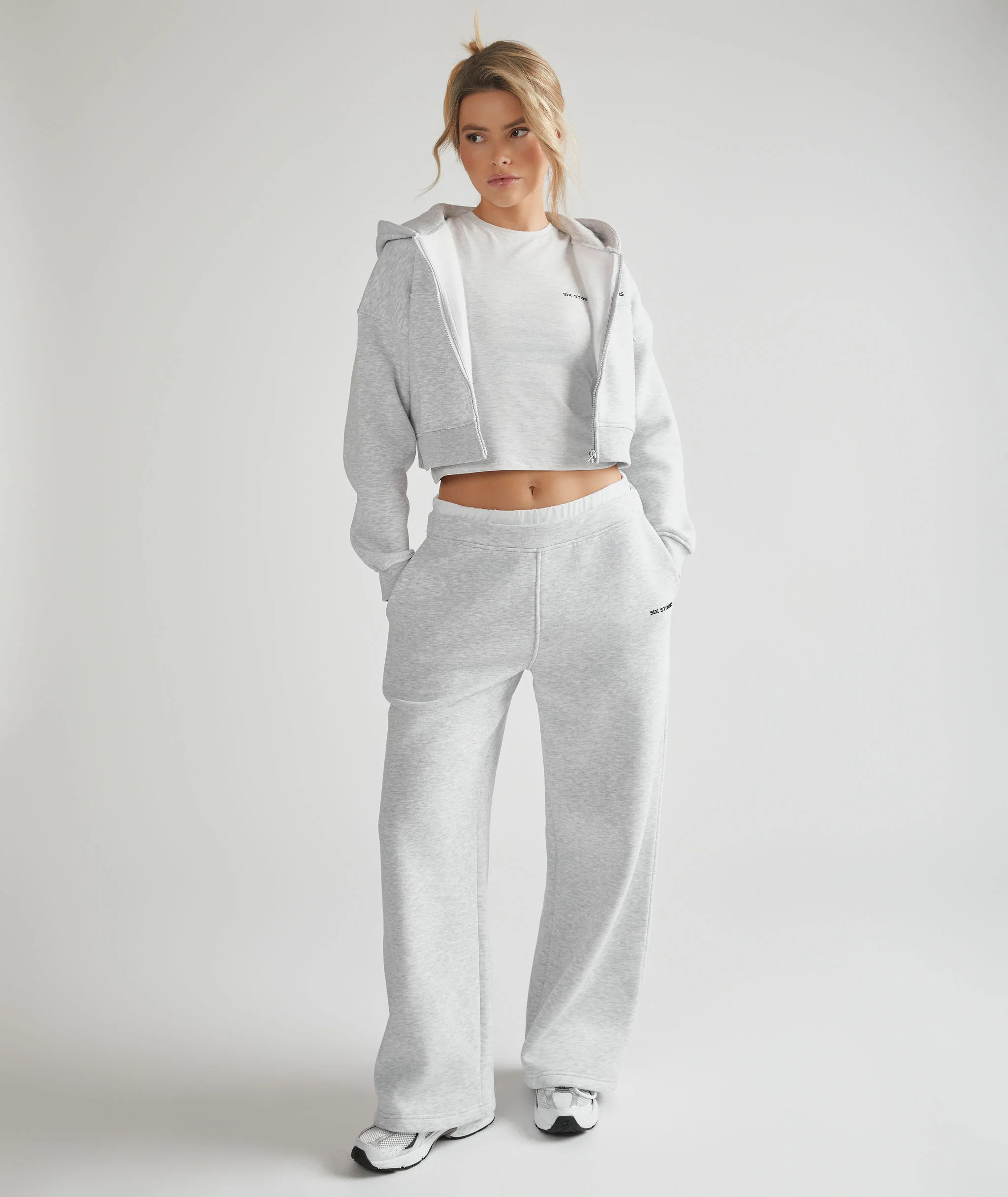 Double Waistband Joggers - Grey Marl - Image 4