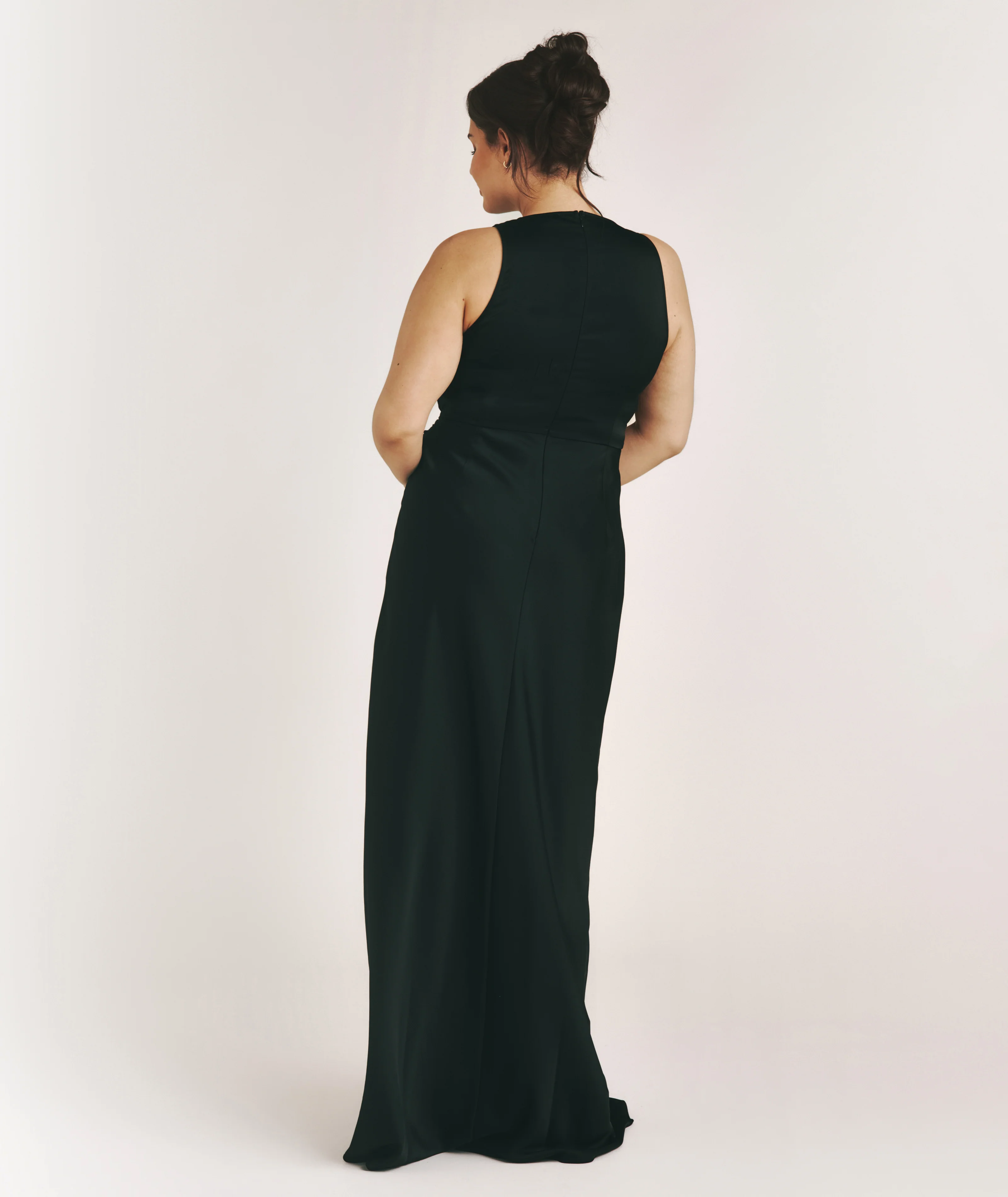 Drape Detail Satin Bridesmaid Dress - Black - Image 4