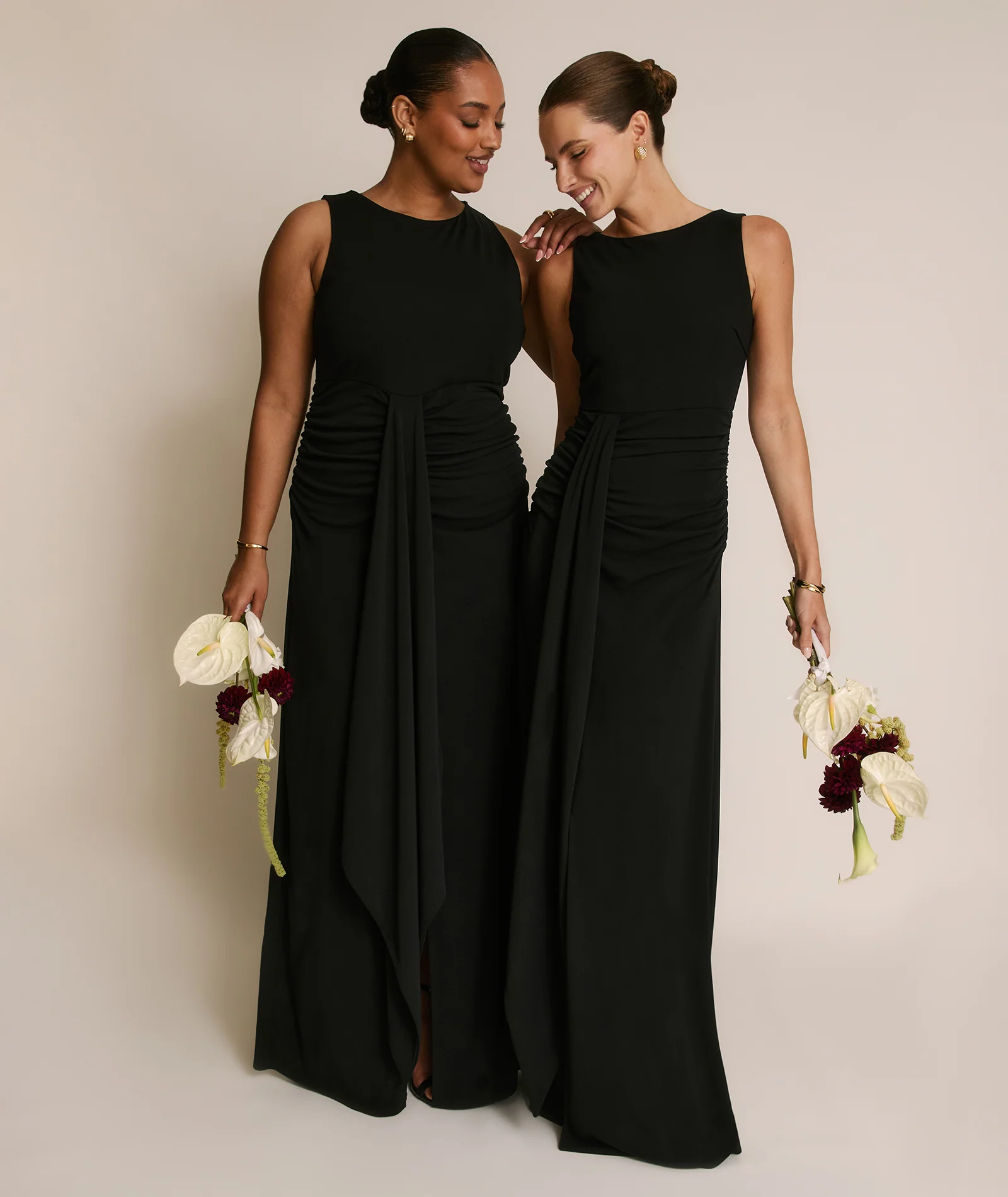 Drape Detail Stretch Sculpt Bridesmaid - Black - Image 2