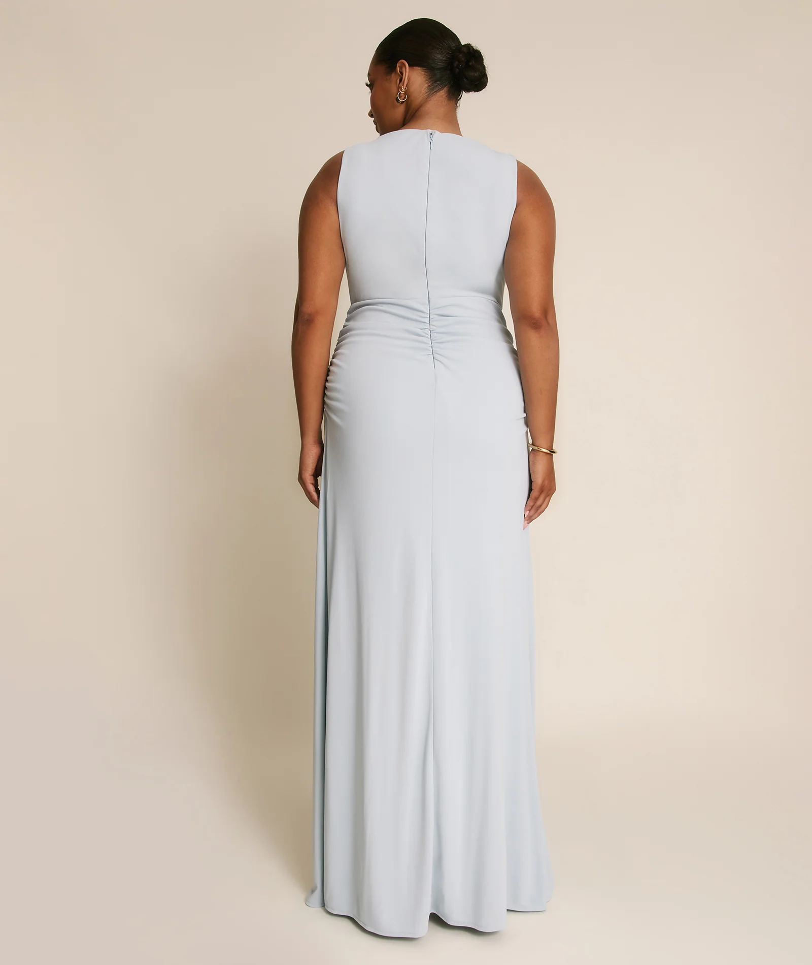Drape Detail Stretch Sculpt Bridesmaid - Pale Blue - Image 4