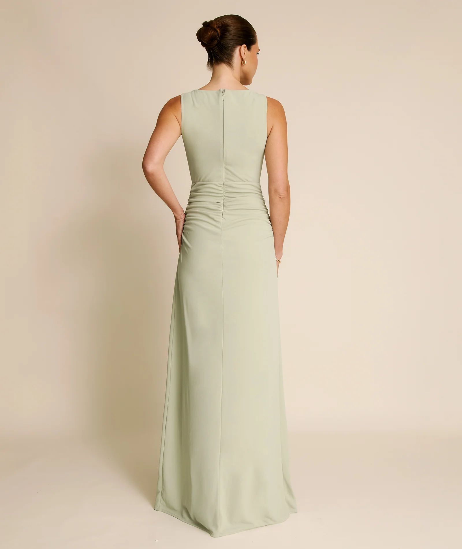 Drape Detail Stretch Sculpt Bridesmaid - Soft Sage - Image 5