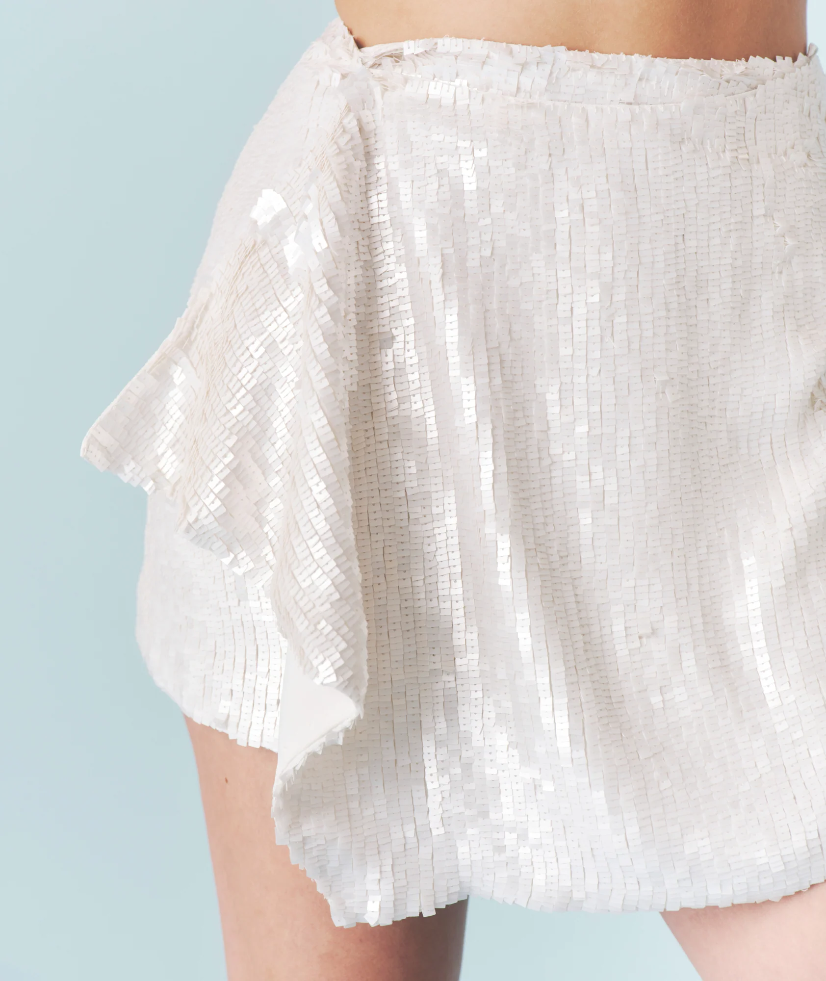 Embellished Sequin Wrap Flippy Skirt - Ivory - Image 4