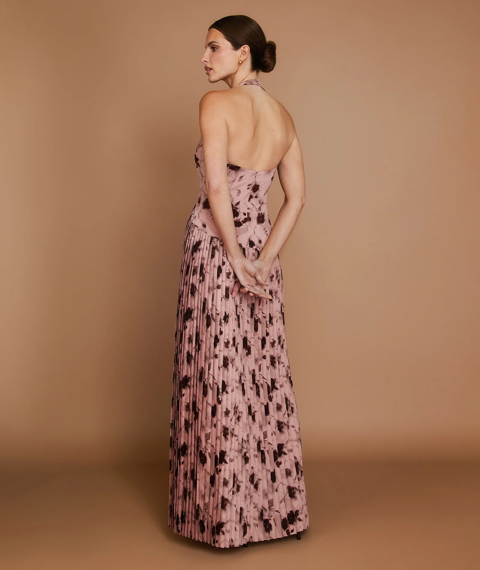 Floral Pleated Maxi Dress - Rose - Image 4