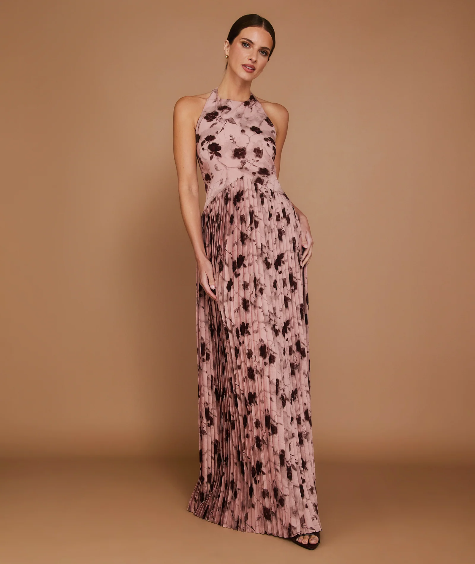 Floral Pleated Maxi Dress - Rose - Image 5