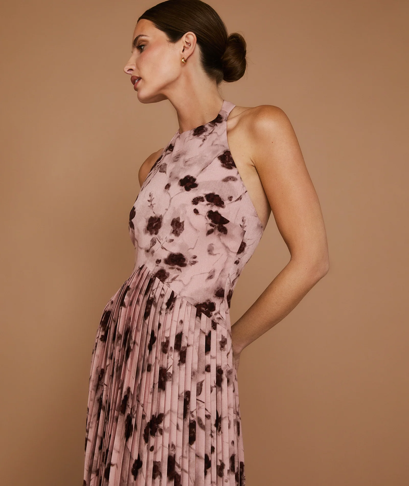 Floral Pleated Maxi Dress - Rose - Image 6