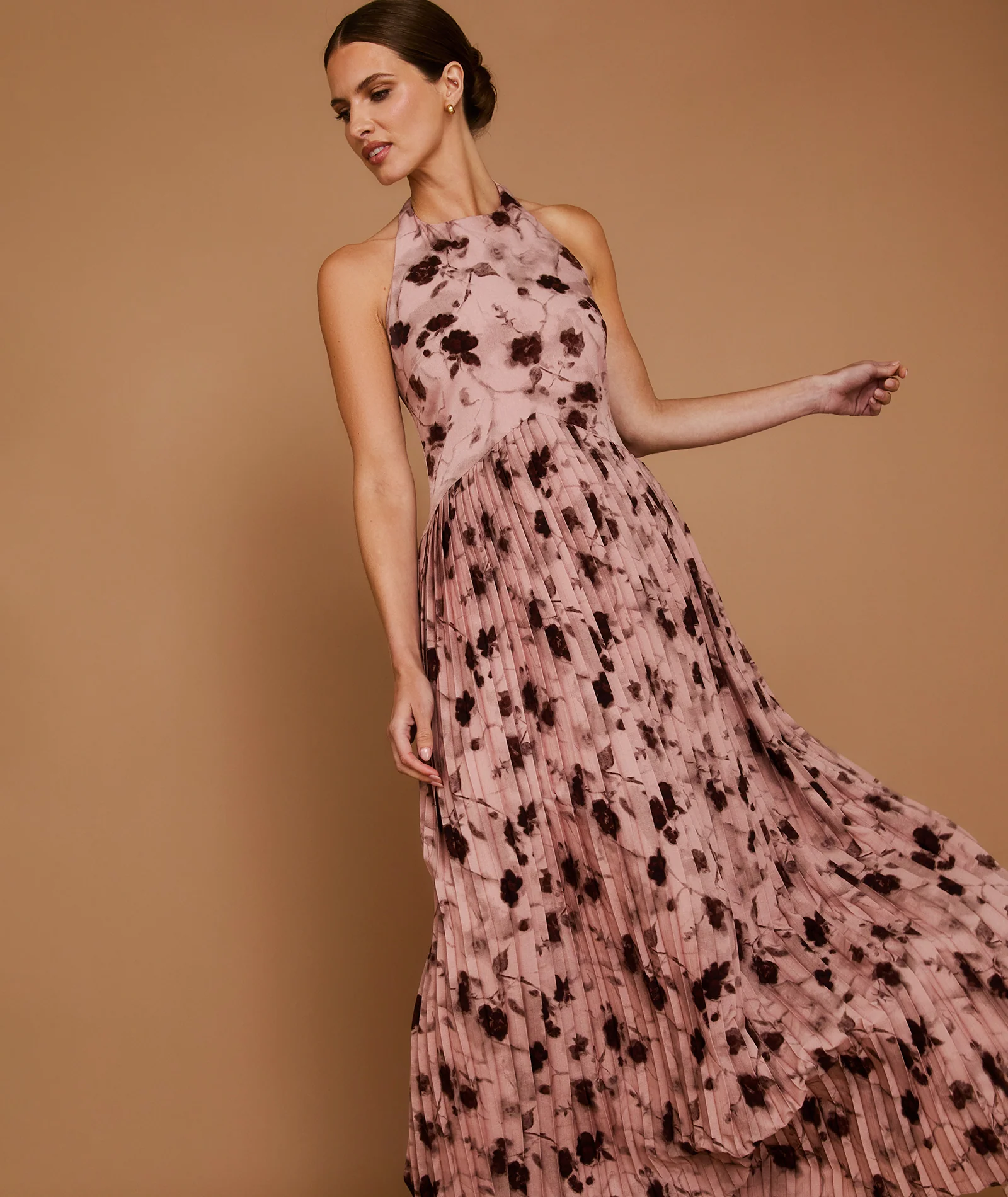 Floral Pleated Maxi Dress - Rose - Image 7