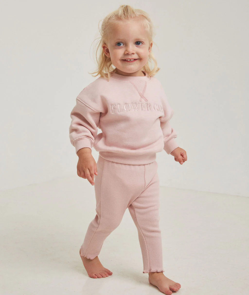 Flower Girl Sweatshirt and Leggings Set - Infant - Dusky Pink - Image 3