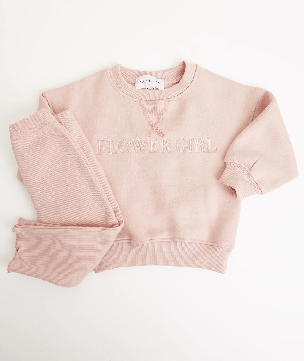 Flower Girl Sweatshirt and Leggings Set - Infant - Dusky Pink - Image 4