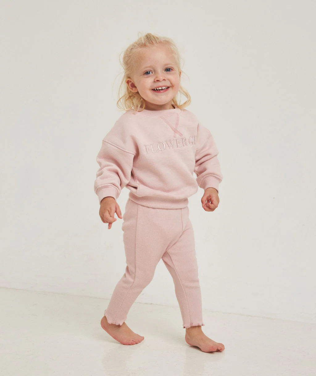 Flower Girl Sweatshirt and Leggings Set - Infant - Dusky Pink - Image 5