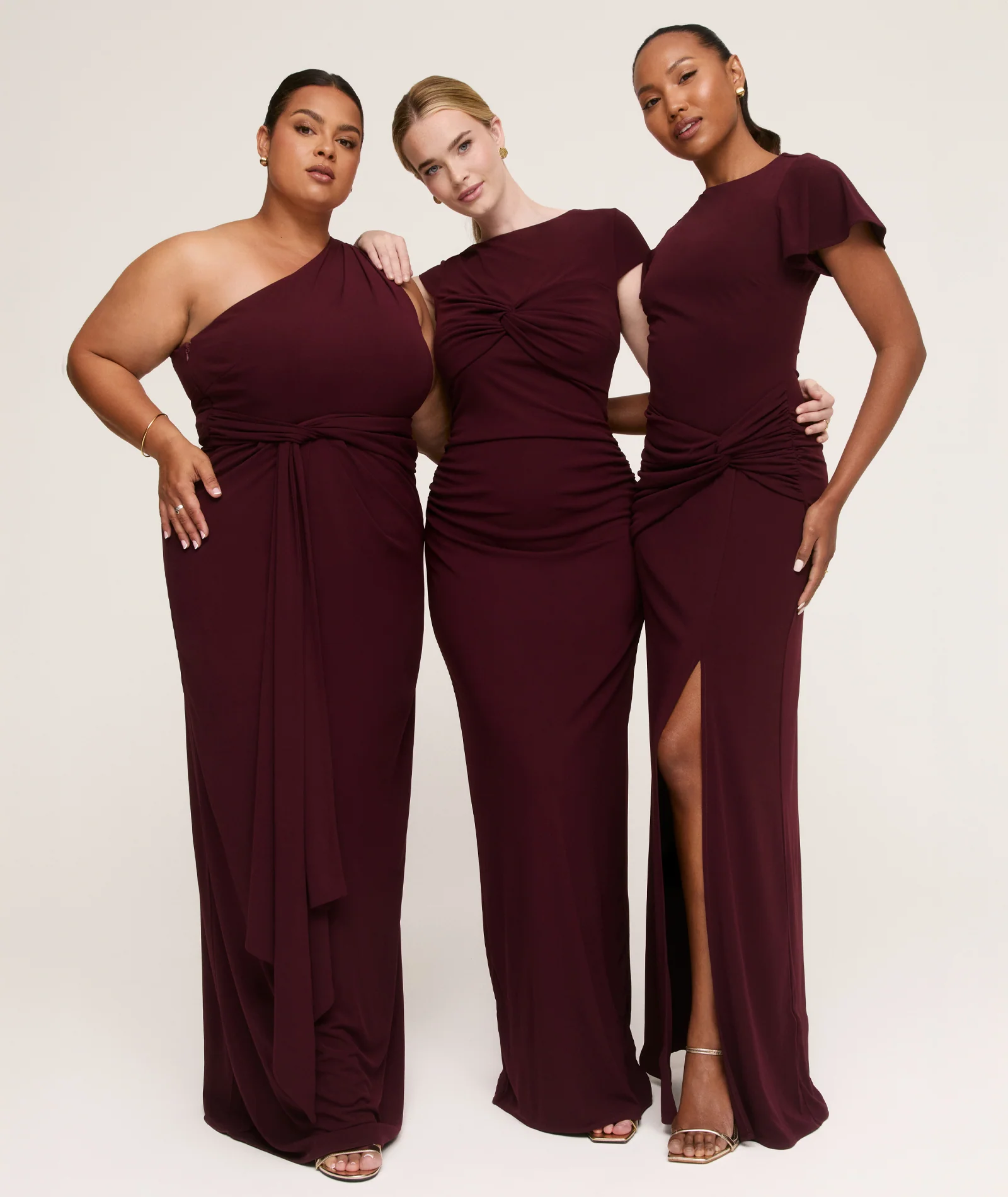 Flutter Sleeve Stretch Sculpt Bridesmaid Dress - Merlot - Image 7