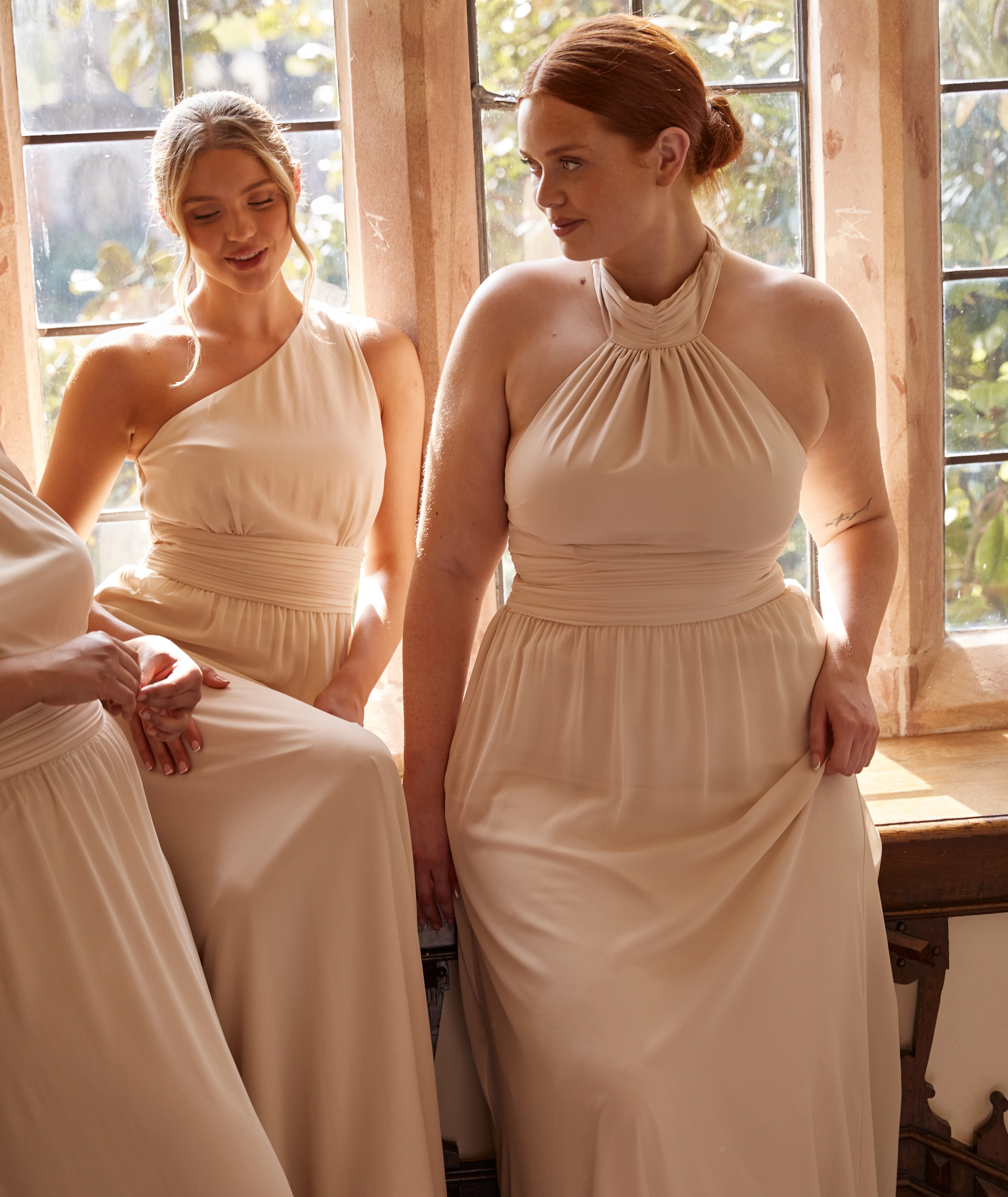 Halter Neck Chiffon Bridesmaid Dress - Butter Cream - Image 7