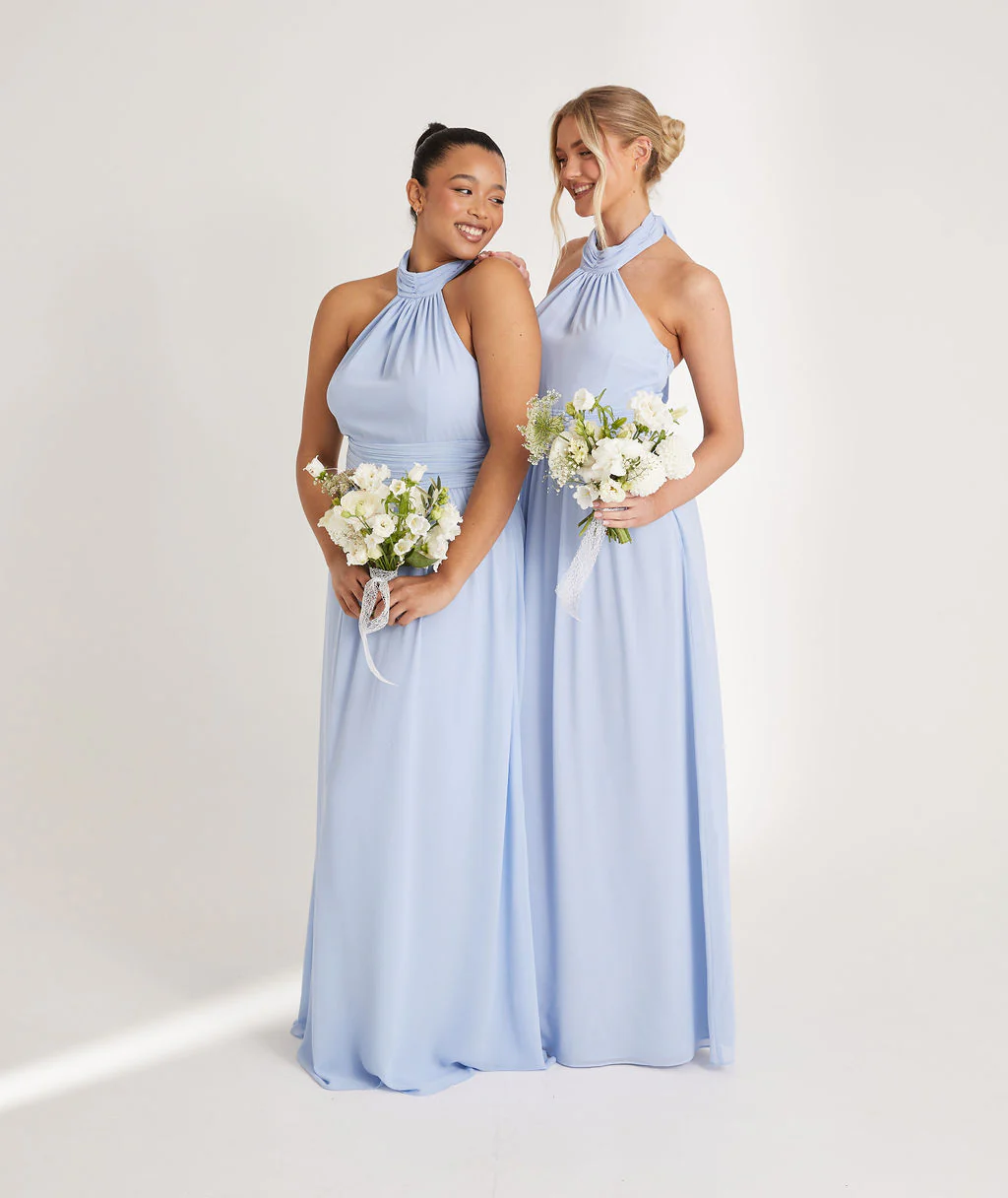 Halter Neck Chiffon Bridesmaid Dress - Cornflower Blue - Image 7