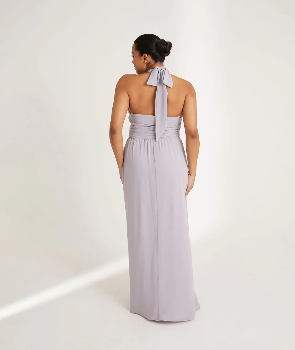 Halter Neck Chiffon Bridesmaid Dress - Dusty Lilac - Image 4