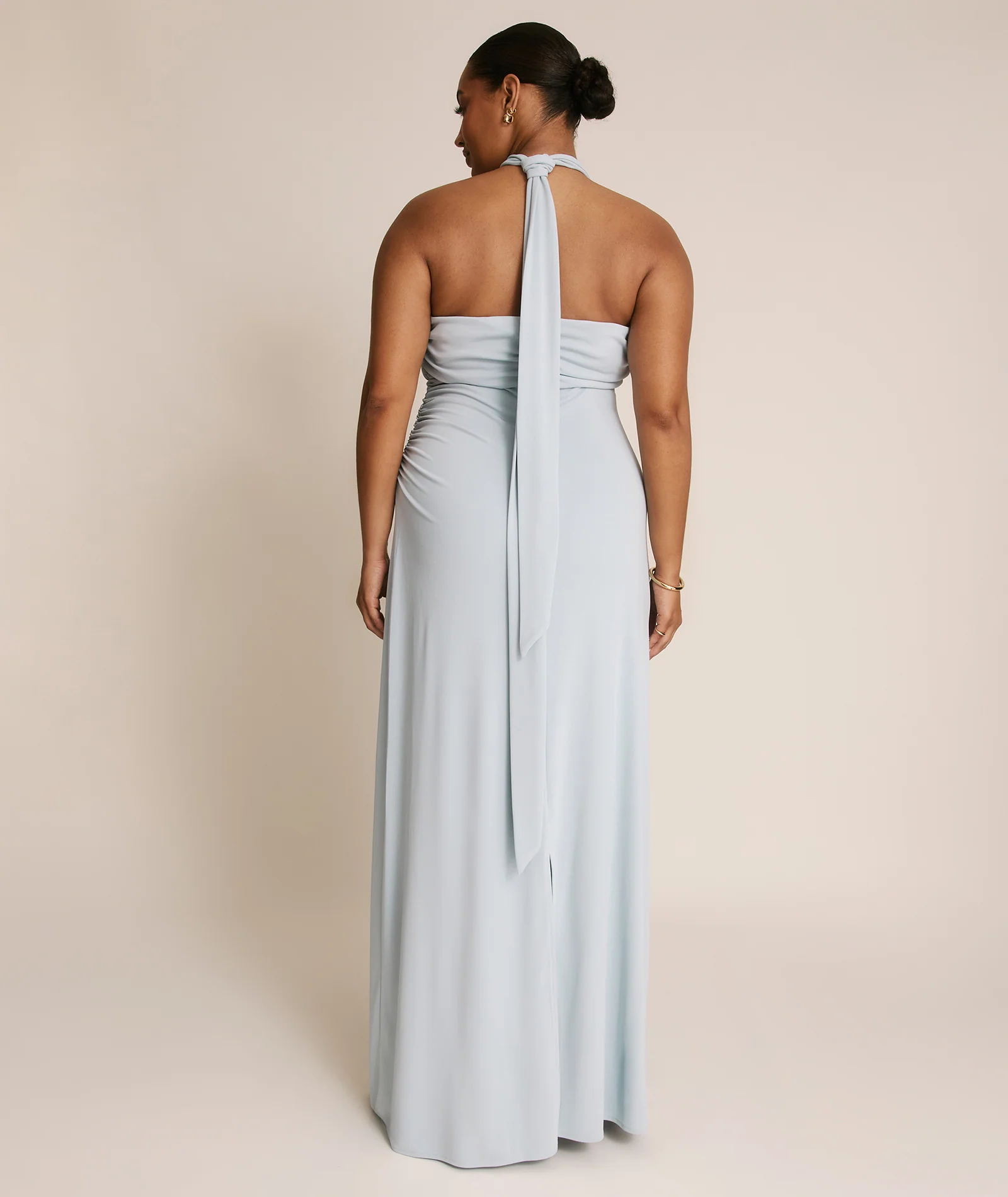 Halter Neck Stretch Sculpt Bridesmaid Dress - Pale Blue - Image 4
