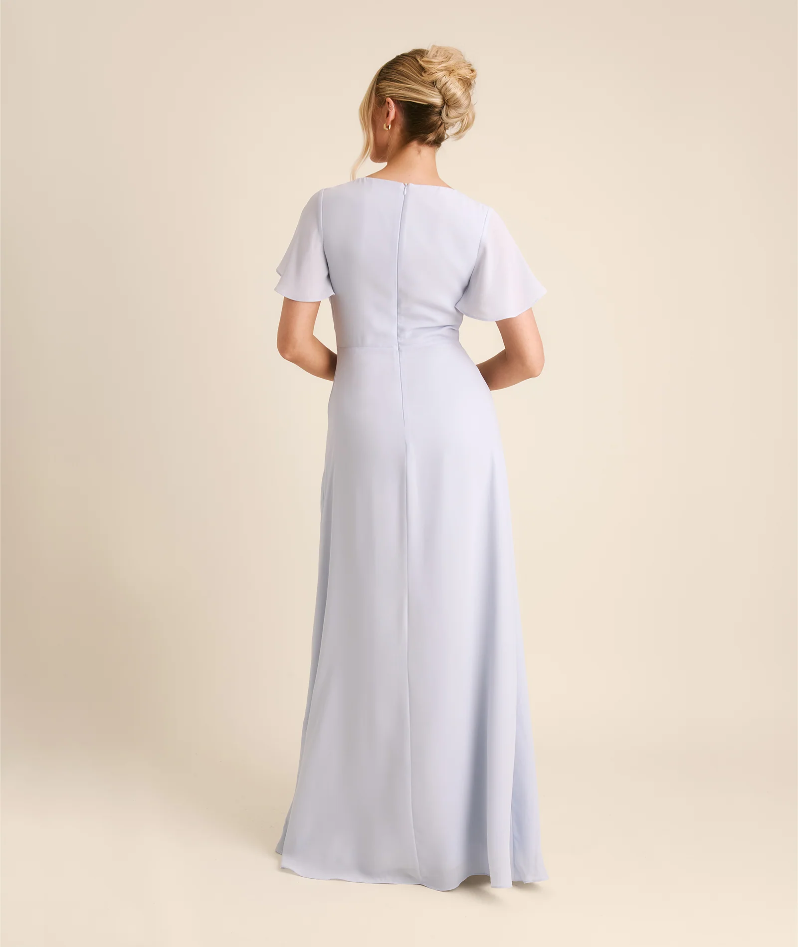 Knot Detail Chiffon Bridesmaid Dress - Powder Blue - Image 4