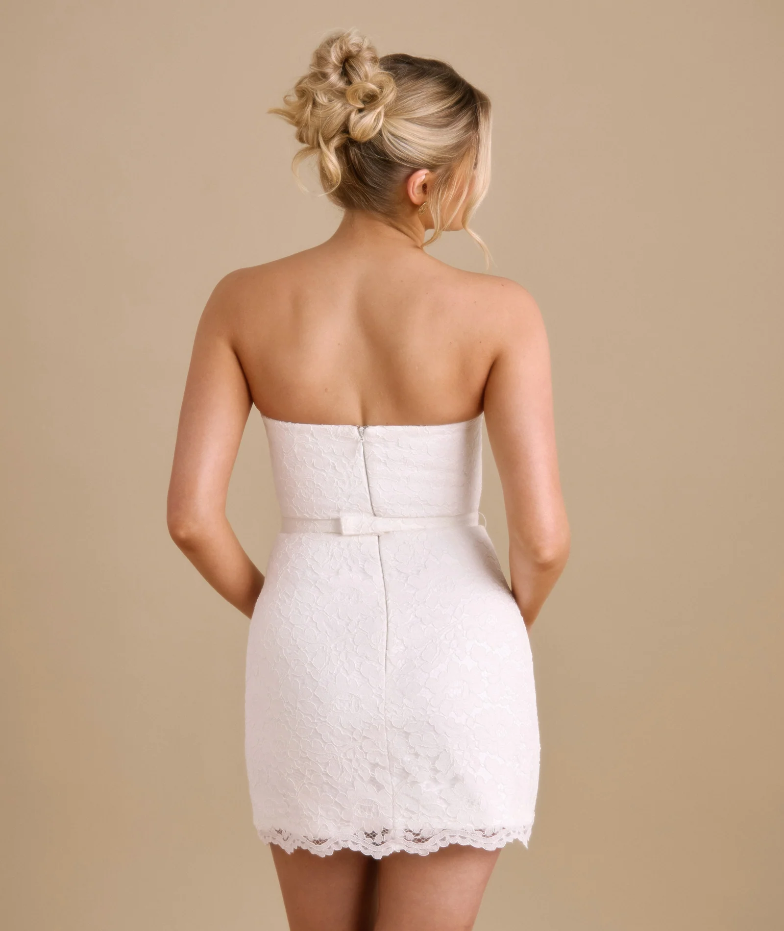 Lace Bandeau Corset Mini Dress - White - Image 5