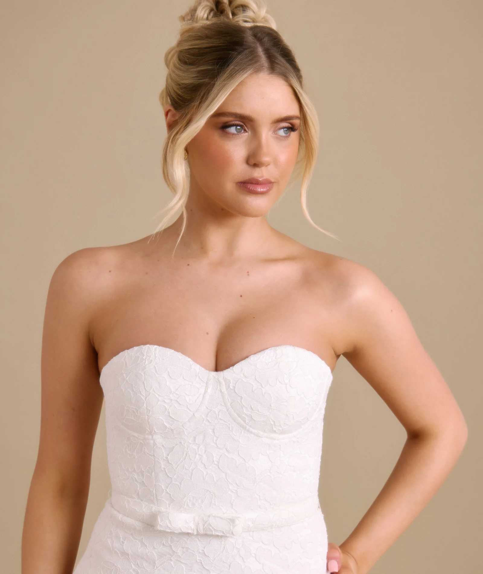 Lace Bandeau Corset Mini Dress - White - Image 6