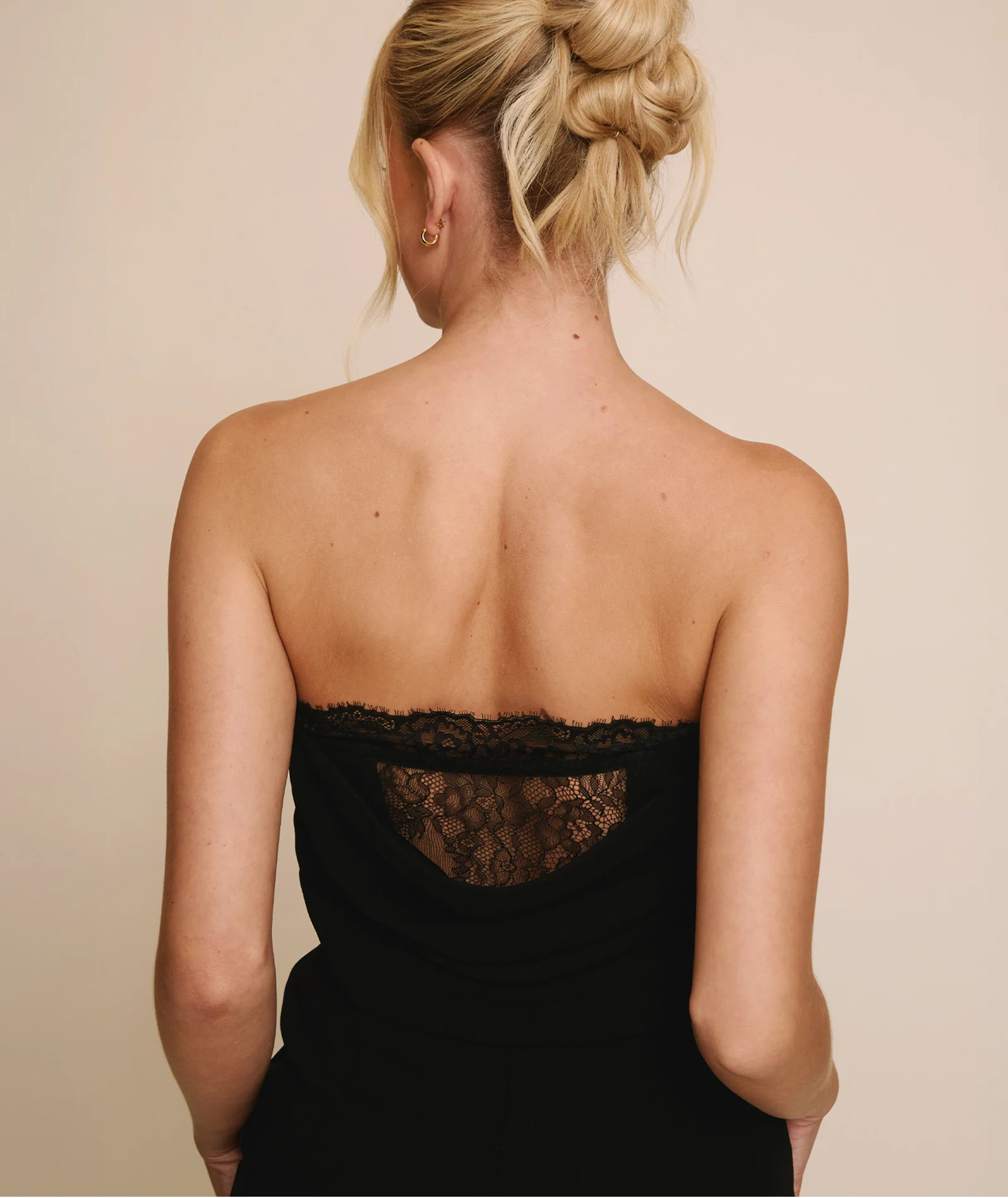 Lace Boned Bandeau Midi Dress - Black - Image 2