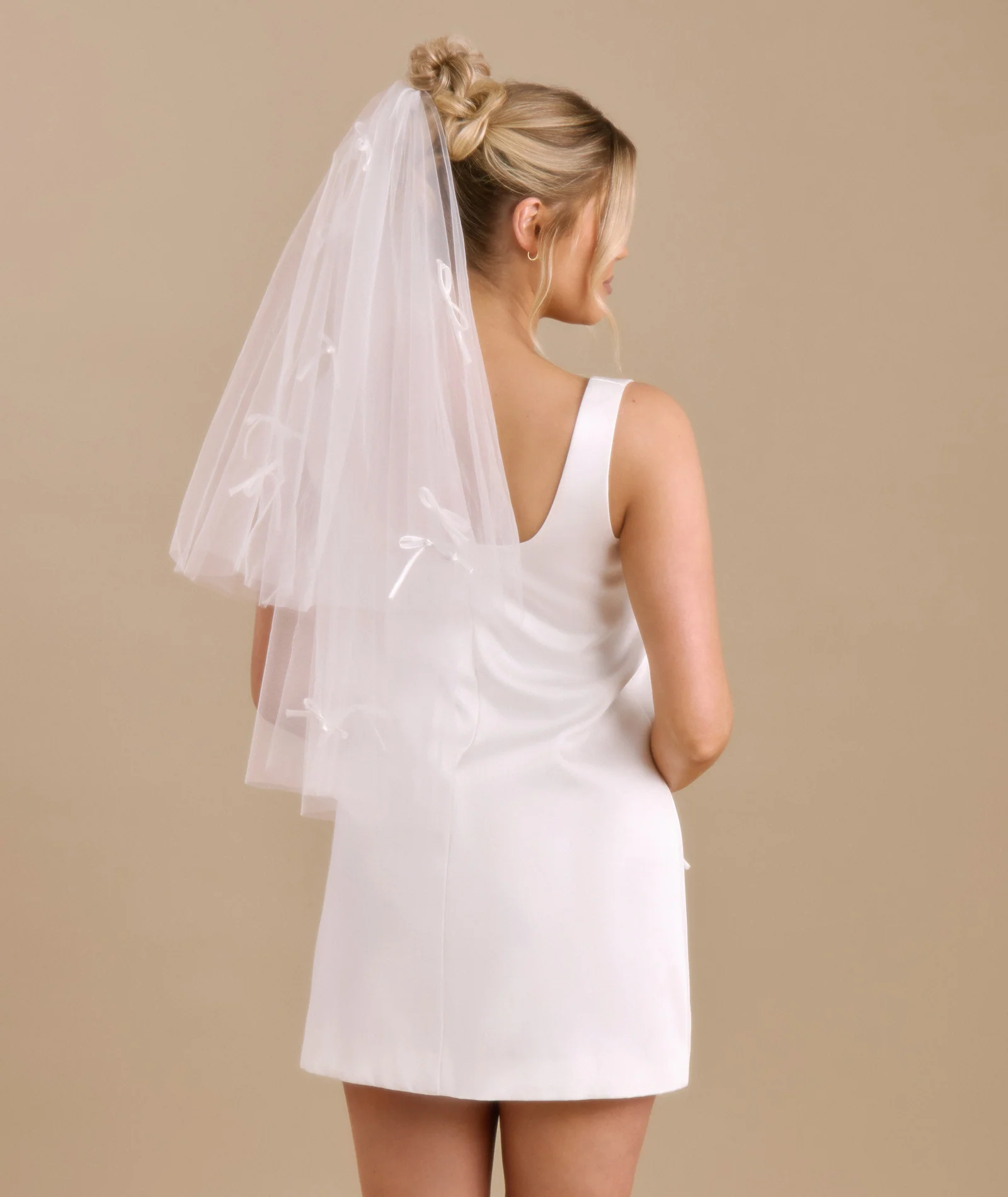Mini Bow Tulle Veil - White - Image 8