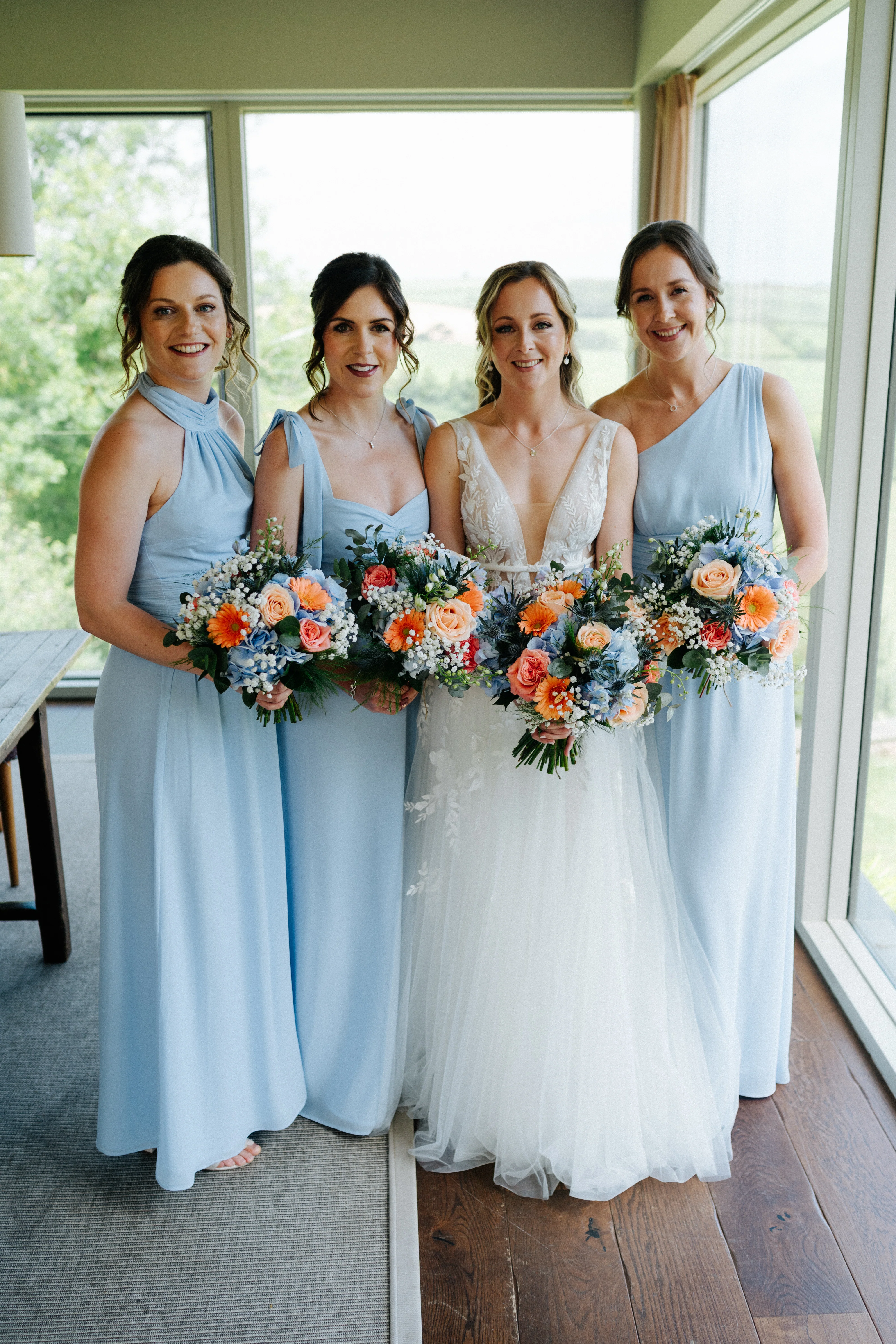 One Shoulder Chiffon Bridesmaid Dress - Cornflower Blue - Image 8