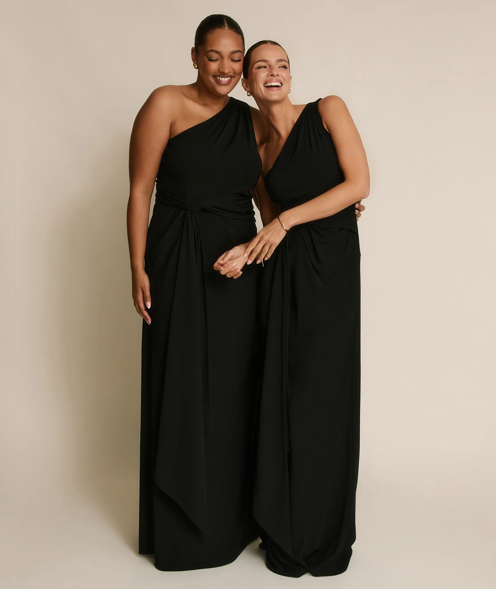 One Shoulder Stretch Sculpt Bridesmaid Dress - Black - Image 3